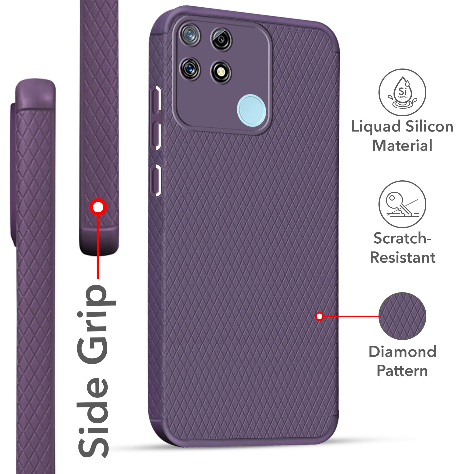 For Realme Narzo 20 Back Cover Case Liquid Silicone (Camera Protection | Side Grip Texture | Soft and Flexible)