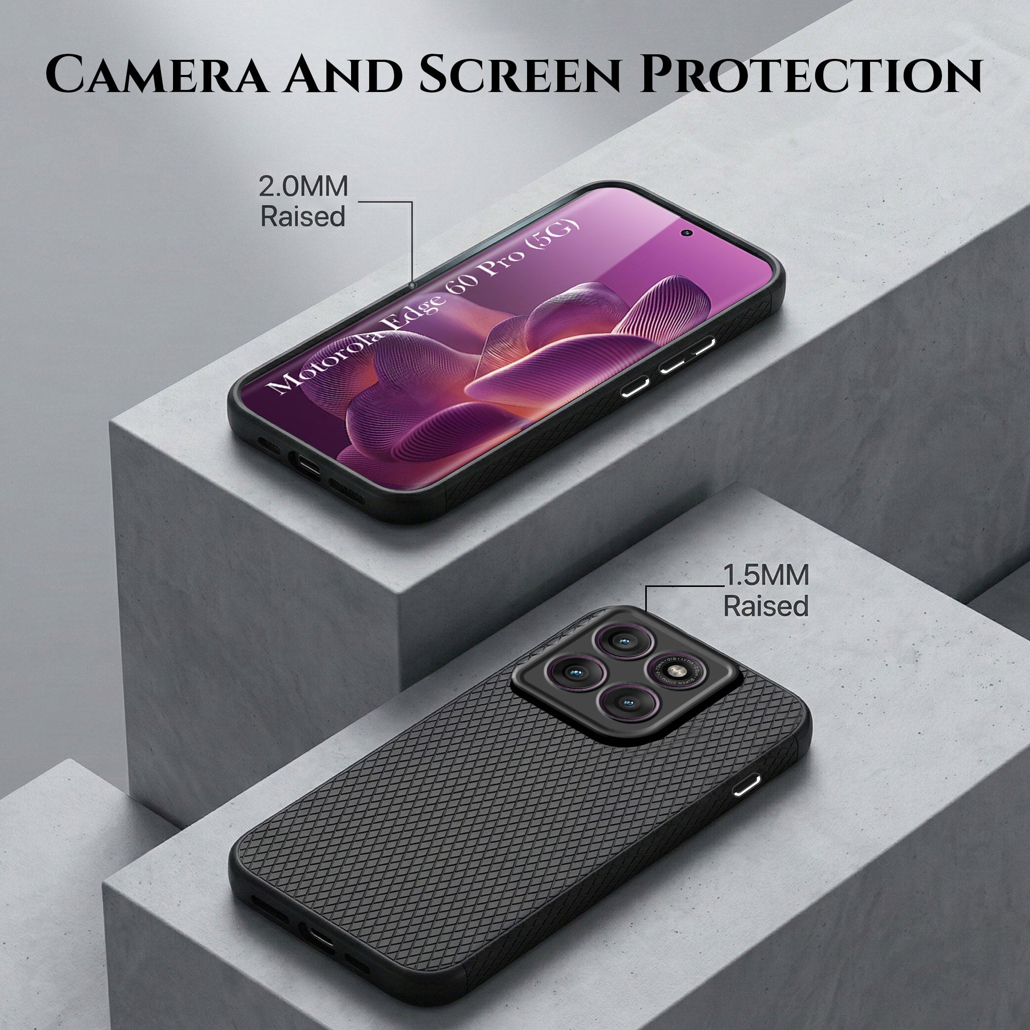 For Motorola Moto Edge 60 Pro Combo with Back Cover and 9H Tempered Glass (Liquid Silicone | Camera Protection | Oleophobic Coating Screen Glass)