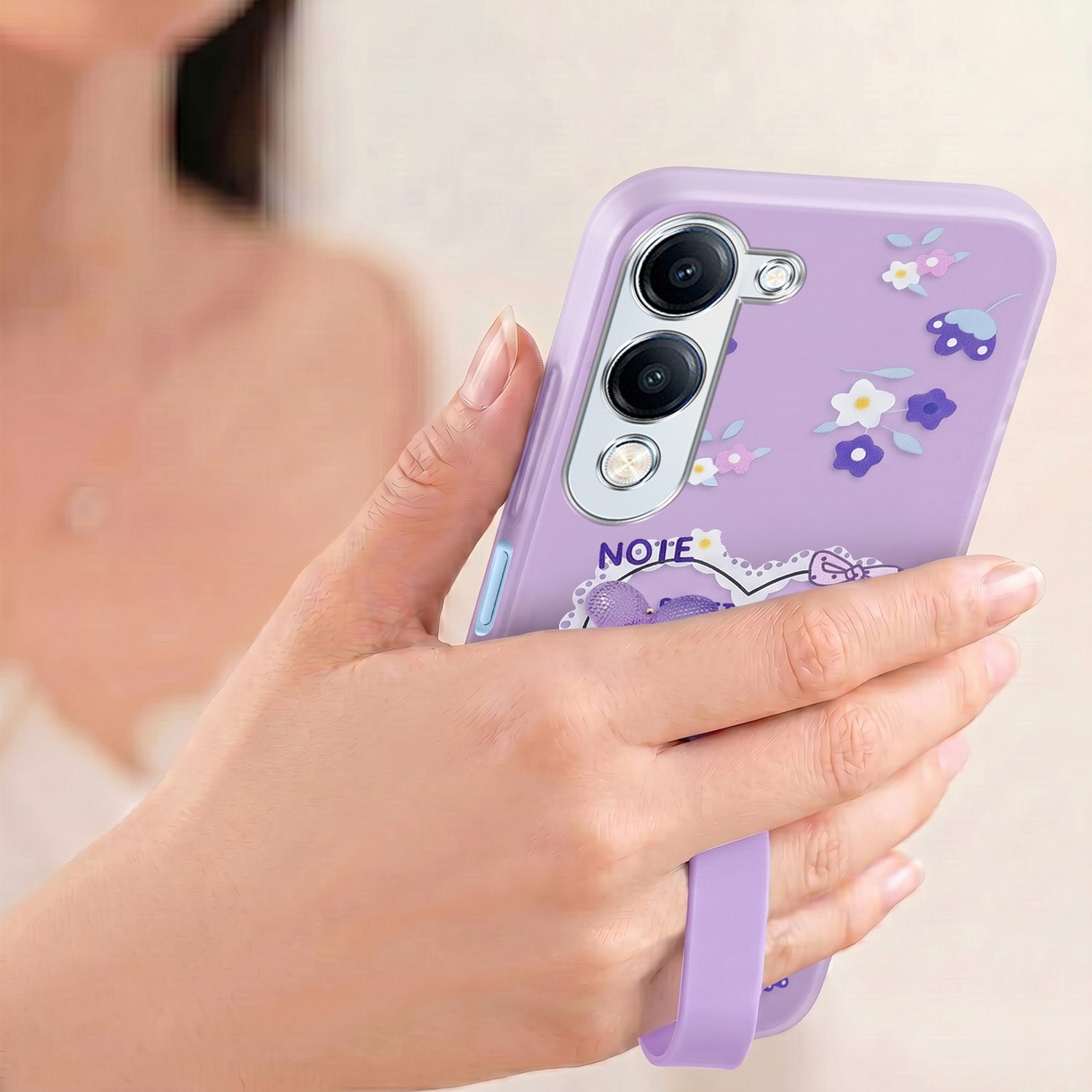 For Vivo iQOO Z10 Lite Back Cover Case (3D Cute Heart Strap Holder | Camera Protection | Designer Girls Print)