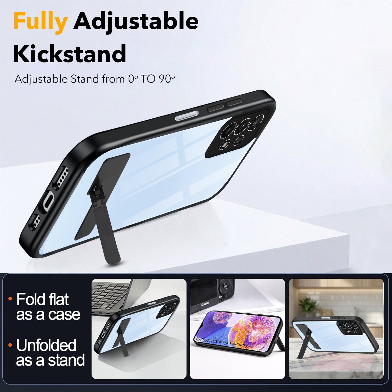 For Samsung Galaxy A23 4G | 5G Back Cover Case (Built-in Stand | Lifetime Anti Yellow | Kickstand Shockproof | Camera Protection | MagSafe Compatible)