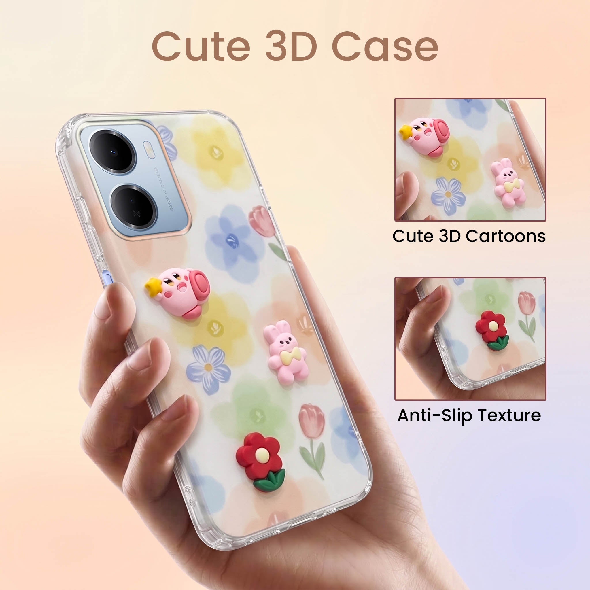 For Redmi 15A 5G Back Cover Case (3D Cute Cartoons | Hard Back Side Soft | Matte Premium Finish | HD Printing)