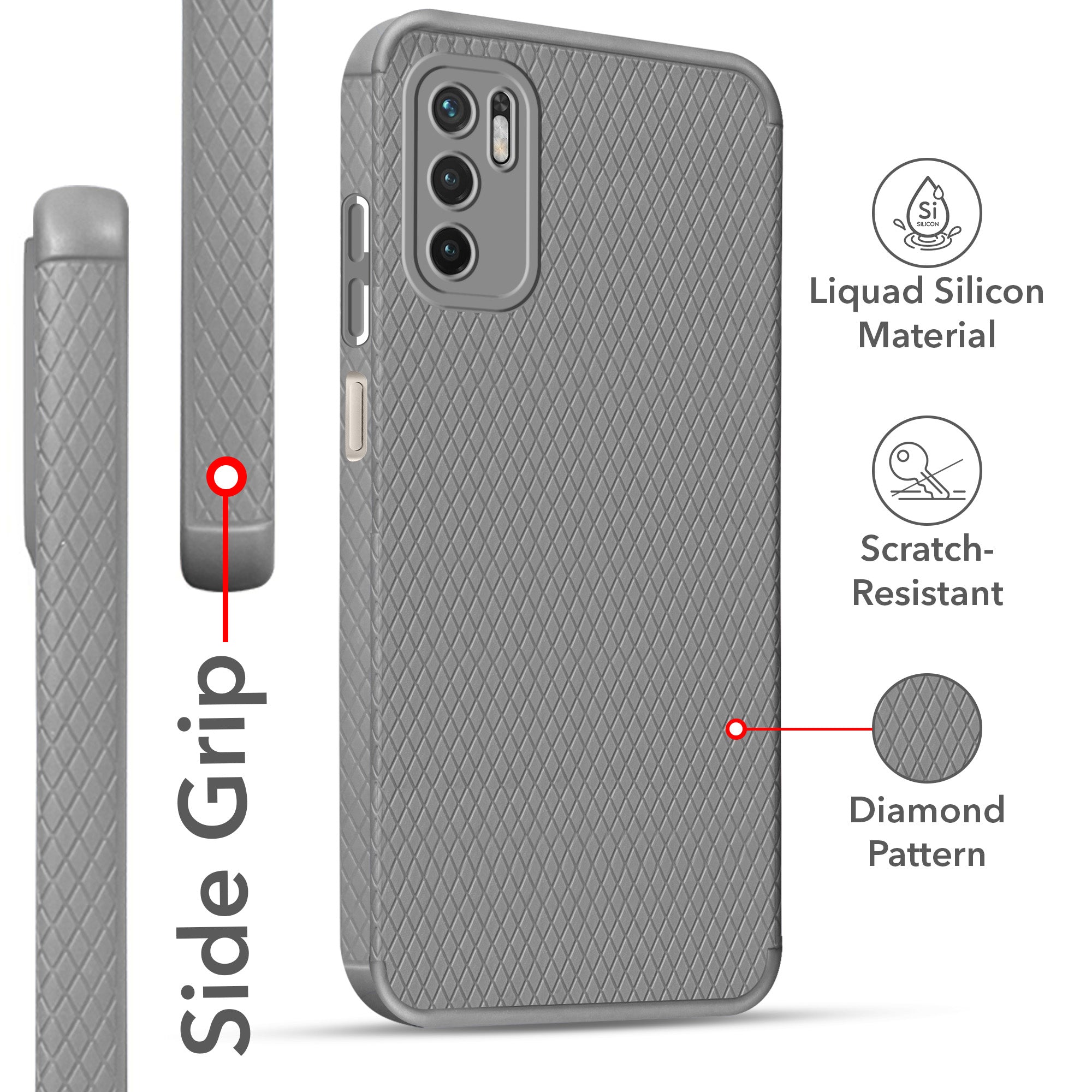 For Poco M3 Pro 5G Back Cover Case Liquid Silicone (Camera Protection | Side Grip Texture | Soft and Flexible)
