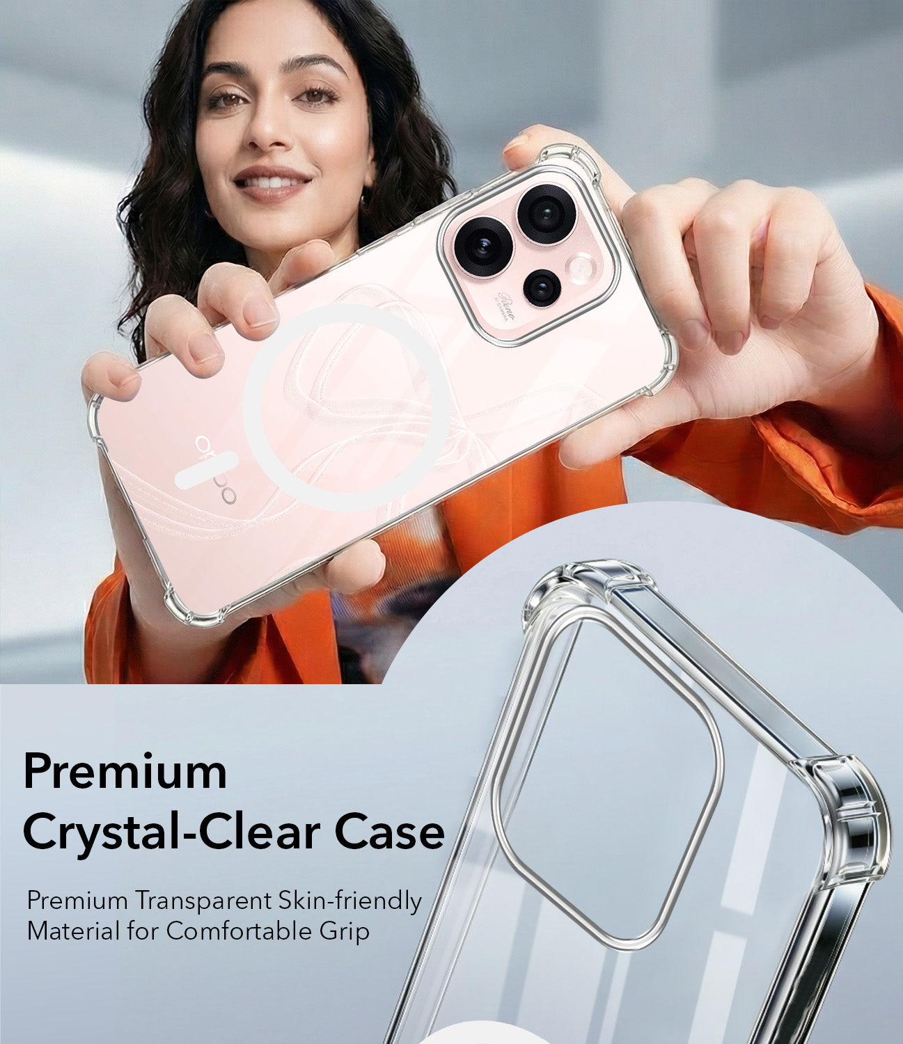For Oppo Reno15 Pro Mini 5G | Oppo Reno 15 Pro Mini 5G Back Cover Shockproof Crystal-Clear (Magsafe Wireless Support | Drop & Camera Protection | Hard Polycarbonate)