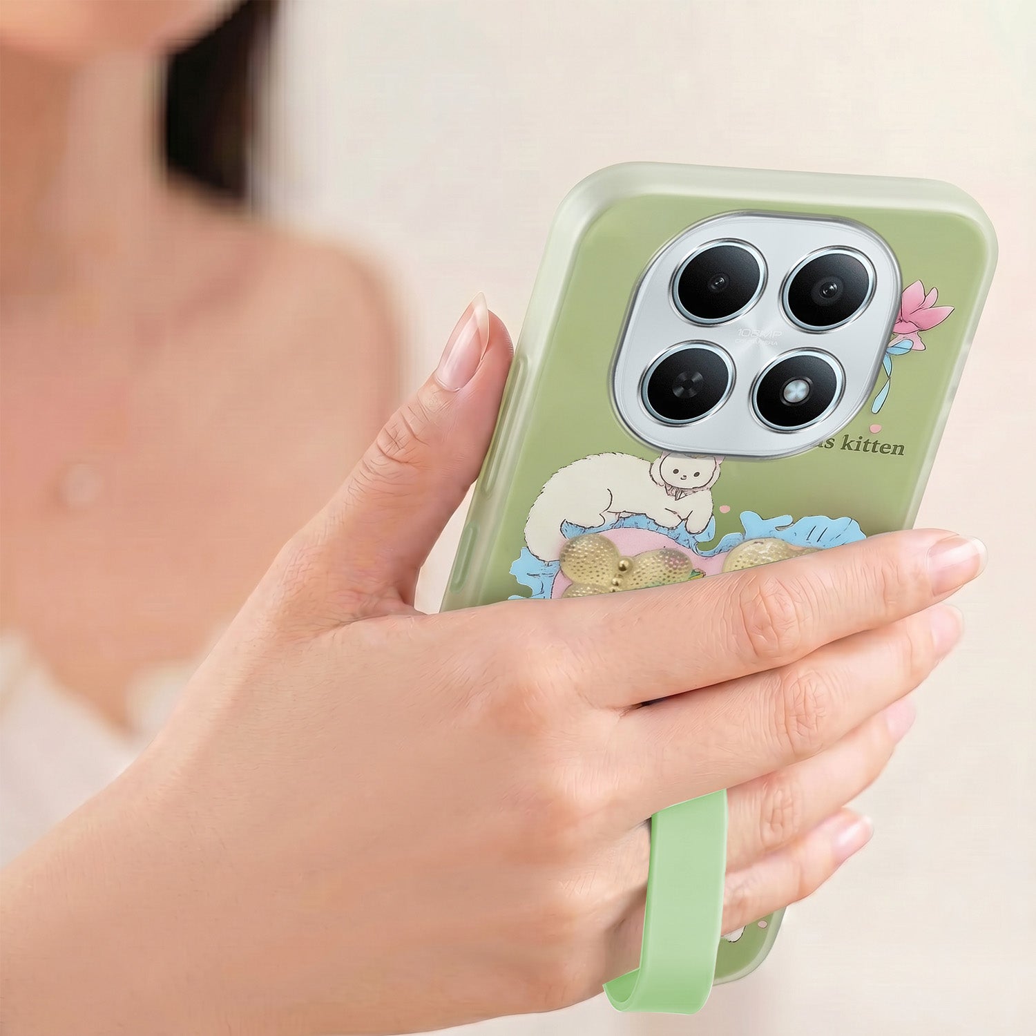 For Xiaomi Redmi Note 15 5G | Redmi Note 15 SE 5G Back Cover Case (3D Cute Heart Strap Holder | Camera Protection | Designer Girls Print)