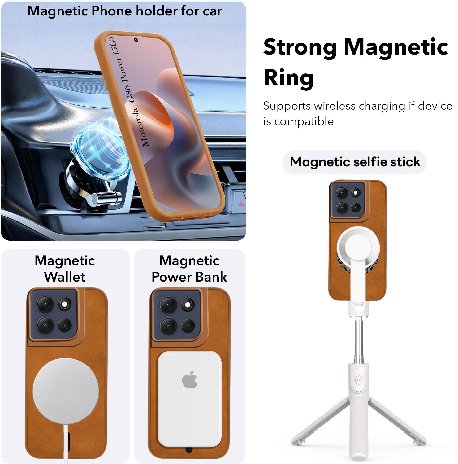 For Motorola Moto G86 Power Back Cover Case Leather Finish (MagSafe Compatible Wireless Charging | Soft Touch | Camera Bump Protection)