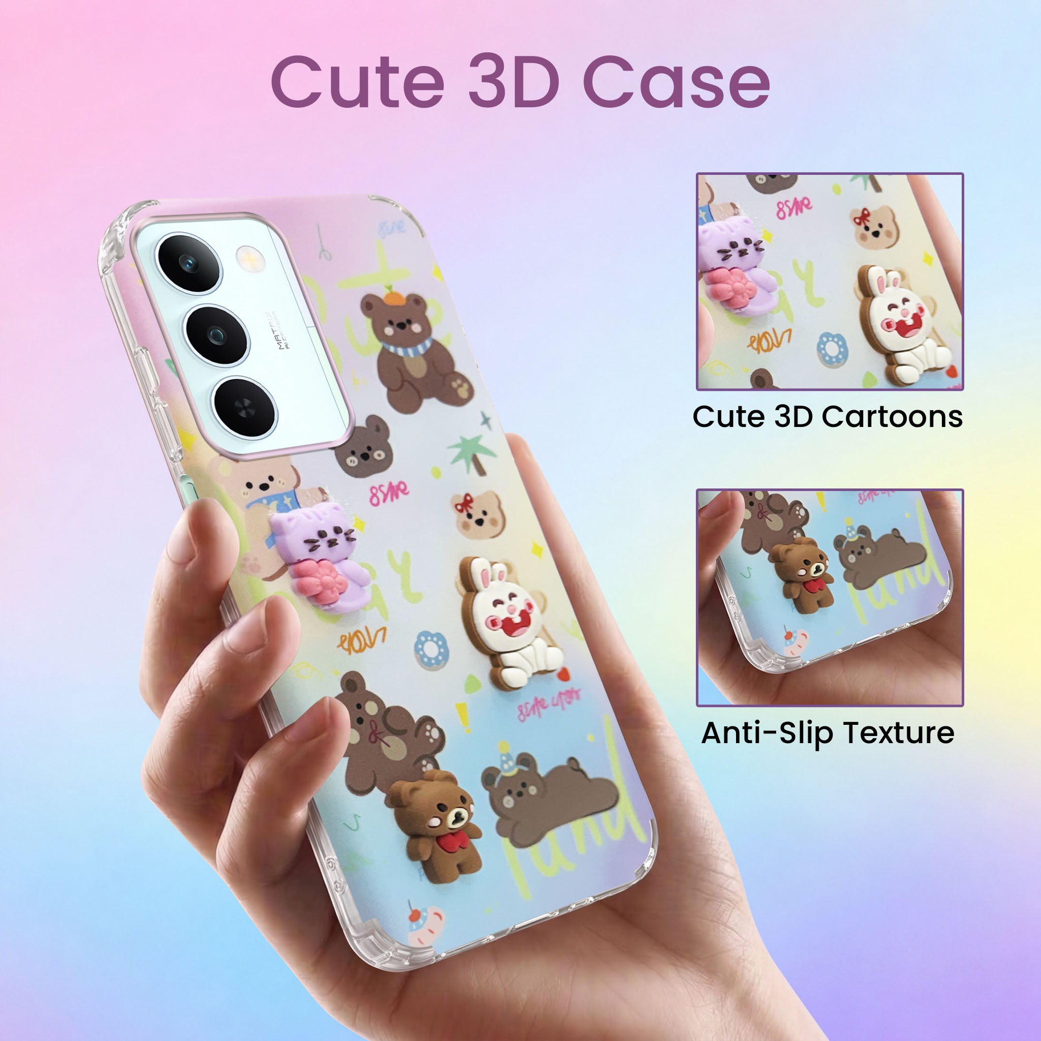 For Realme P4 Lite 5G | Realme Narzo 100 Lite 5G Back Cover Case (3D Cute Cartoons | Hard Back Side Soft | Matte Premium Finish | HD Printing)