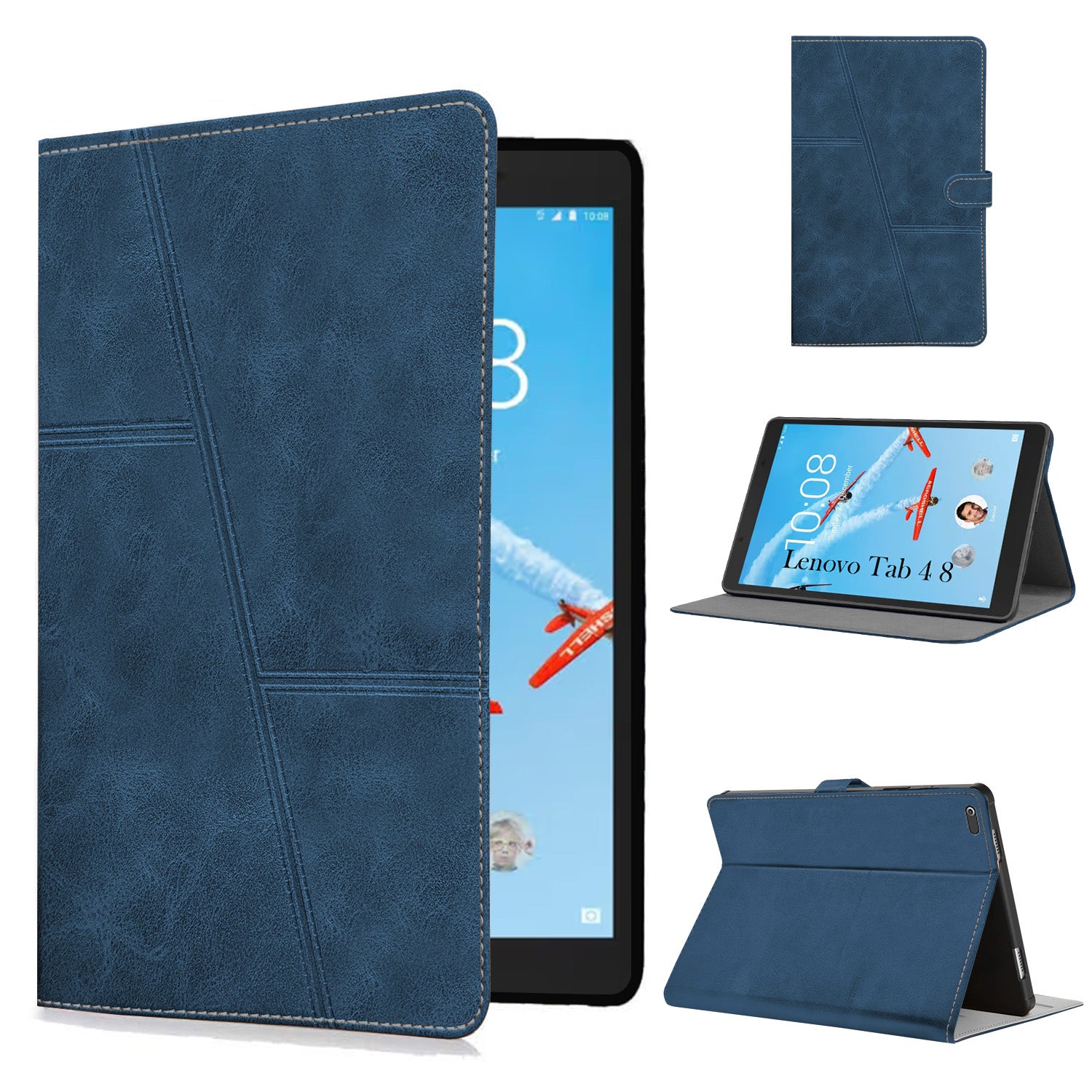 For Lenovo Tab 4 8 8 Inch TB-8504X/8504F Flip Cover Folio Case (PU Leather | Multi-Angle Smart Stand | Card Storage Slots | Silicone Back Pouch)