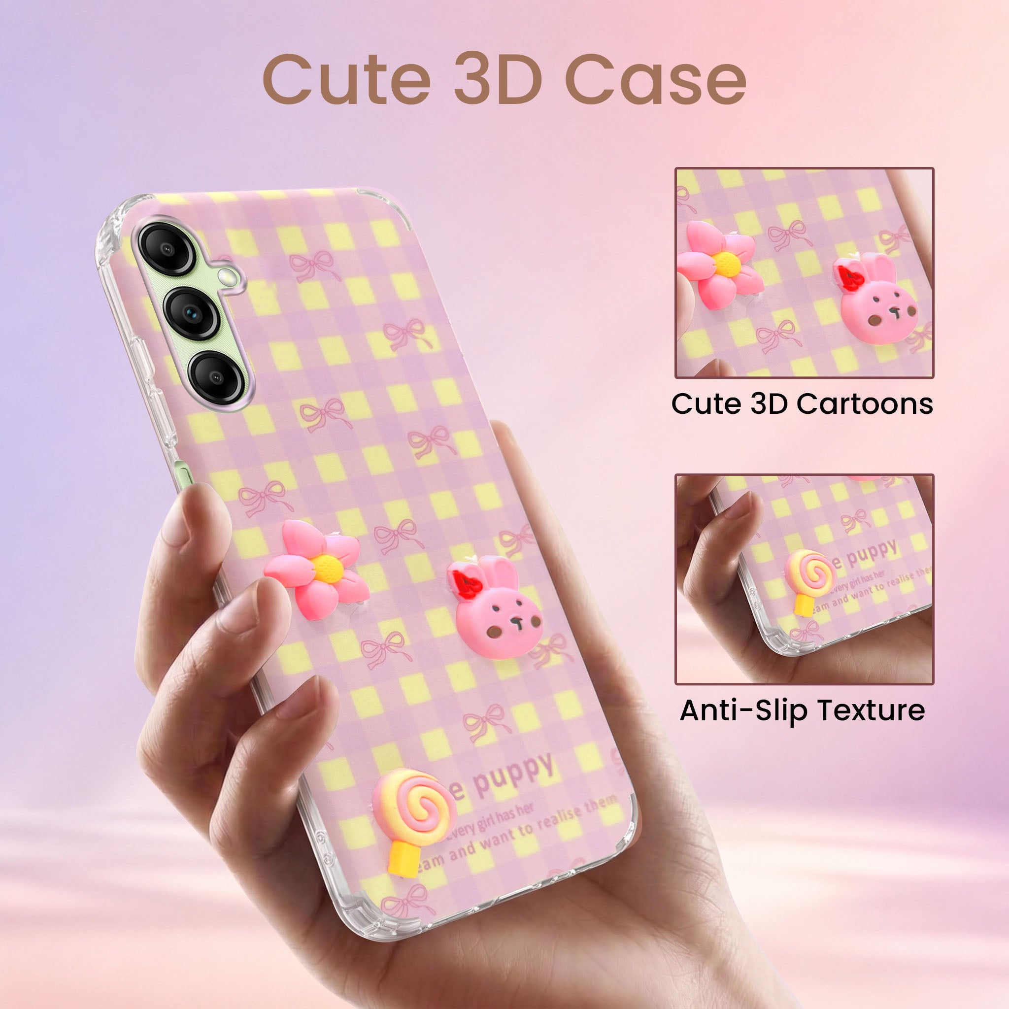 For Samsung Galaxy A14 4G | 5G Back Cover Case (3D Cute Cartoons | Hard Back Side Soft | Matte Premium Finish | HD Printing)