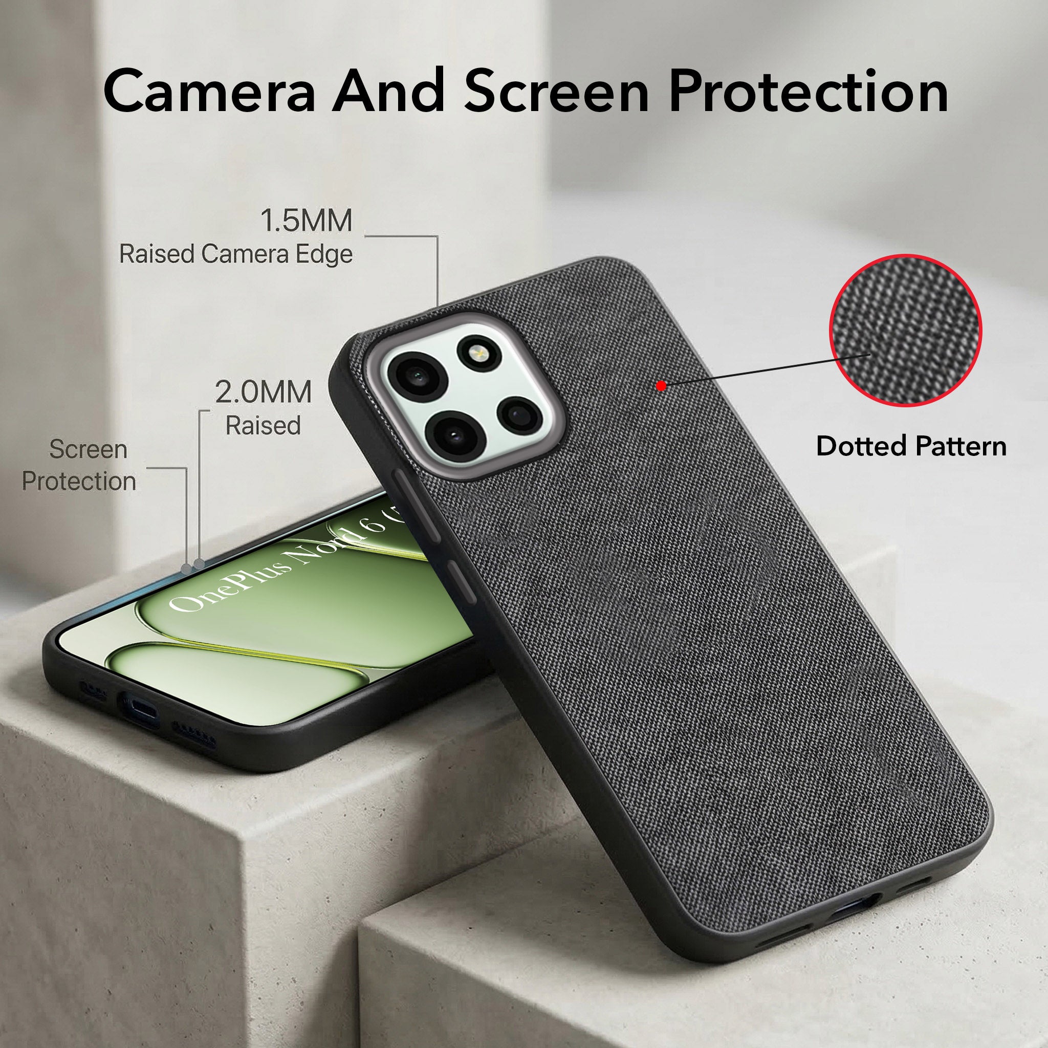 For Oneplus Nord 6 Combo (Textured Grip Design | Micro-Fiber Cloth Inside | Oleophobic Coating Screen Glass)