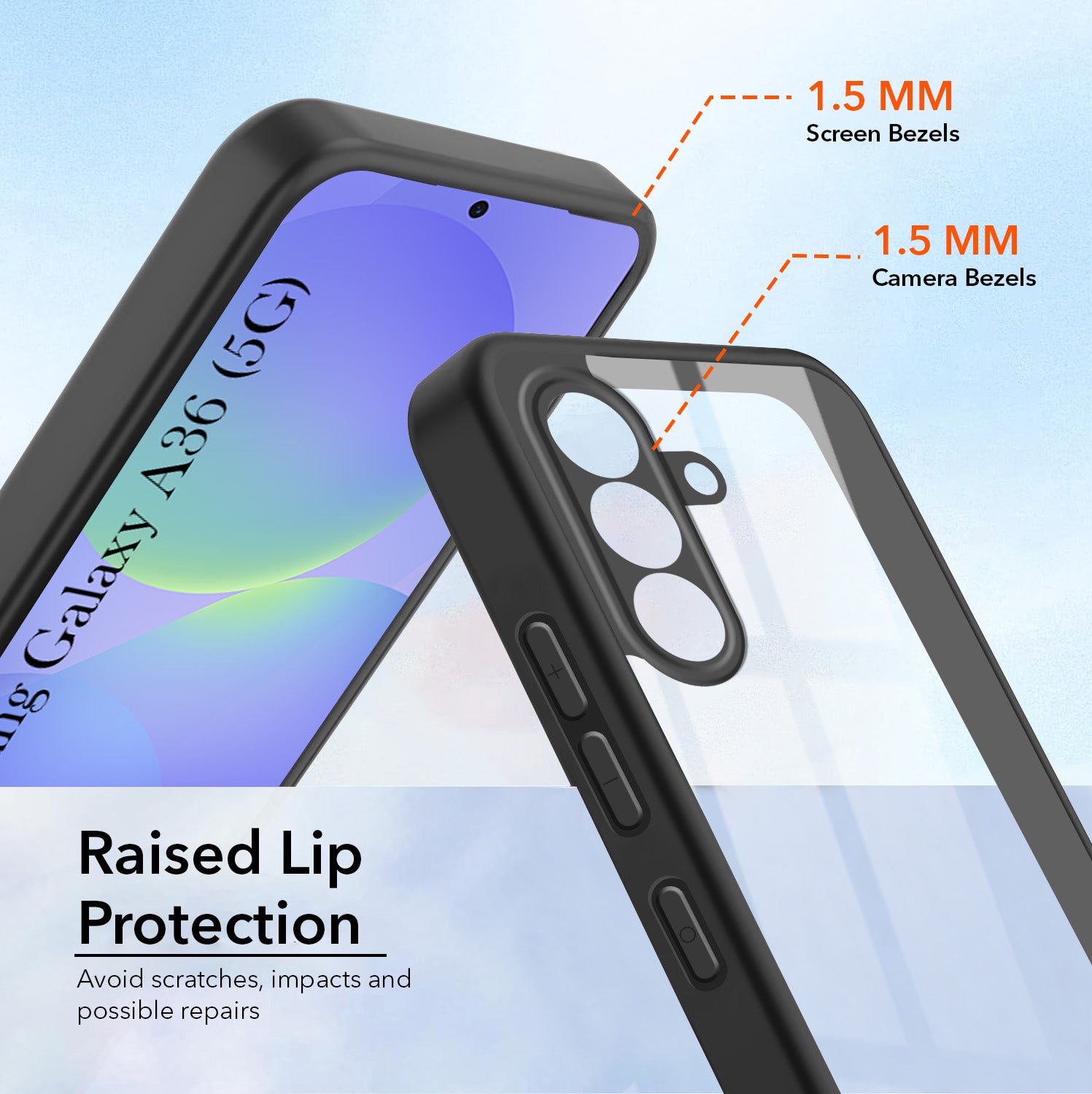 For Samsung Galaxy A36 5G Combo with Back Cover and 9H Tempered Glass (Lifetime Anti-Yellow | Crystal Clear Shockproof | Oleophobic Coating Screen Glass)
