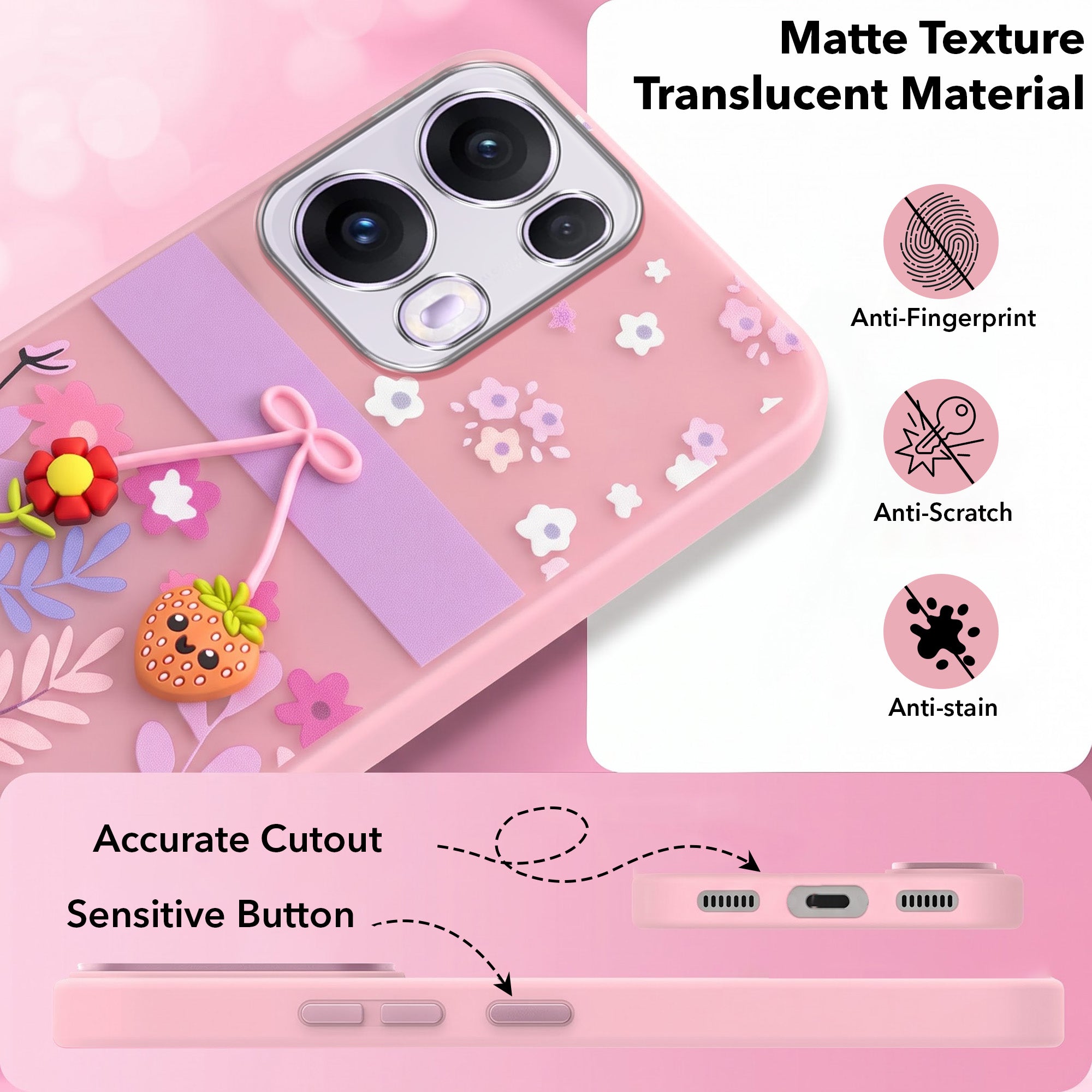 For Oppo Reno13 Pro 5G | Oppo Reno 13 Pro 5G Back Cover Case (3D Cute Cartoons | Hard Back Side Soft | Matte Premium Finish | HD Printing)