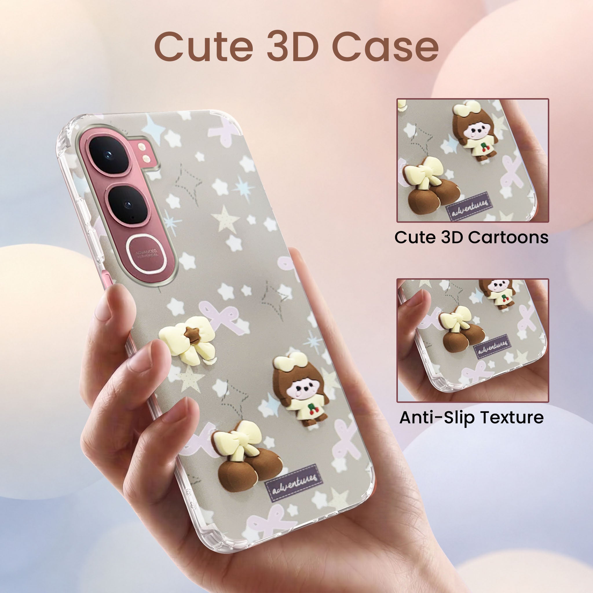 For Vivo Y31 5G Back Cover Case (3D Cute Cartoons | Hard Back Side Soft | Matte Premium Finish | HD Printing)