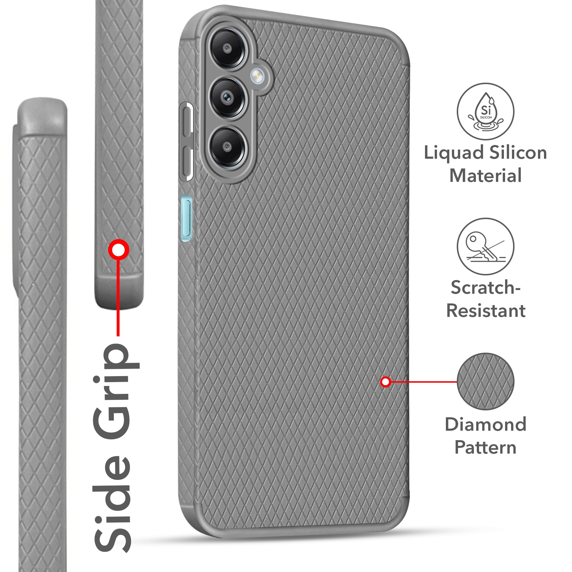 For Samsung Galaxy M14 4G Back Cover Case (Liquid Silicone | Side Grip | Camera Protection)