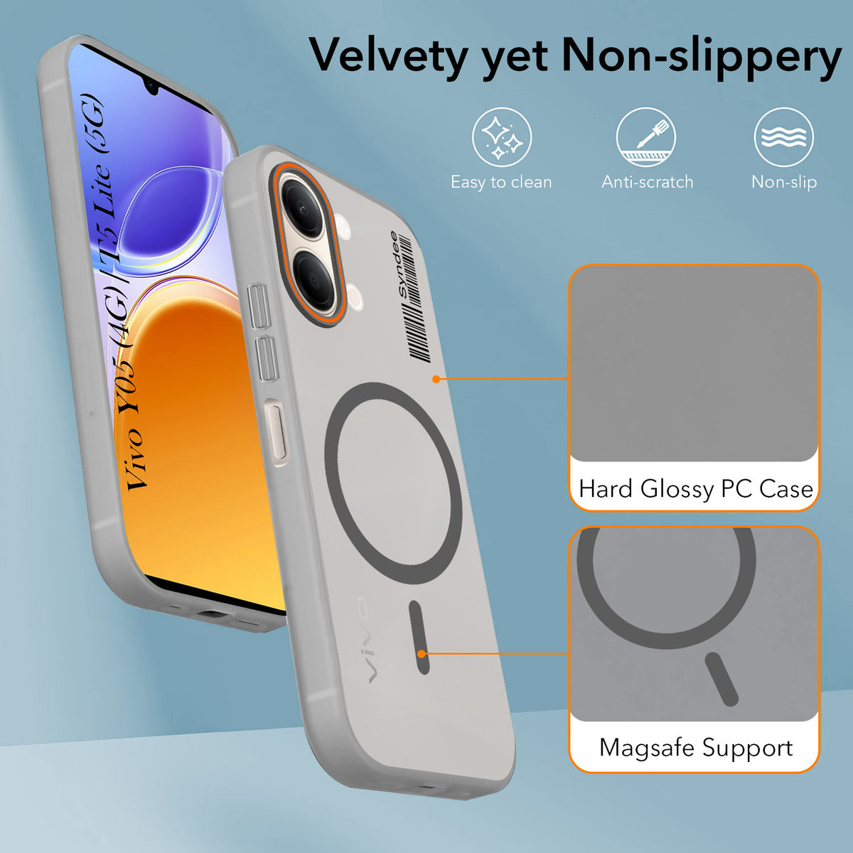 For Vivo Y05 4G | Vivo T5 Lite 5G Back Cover Case (Soft Touch | Camera Bump Protection | MagSafe Compatible | Matte Finish)