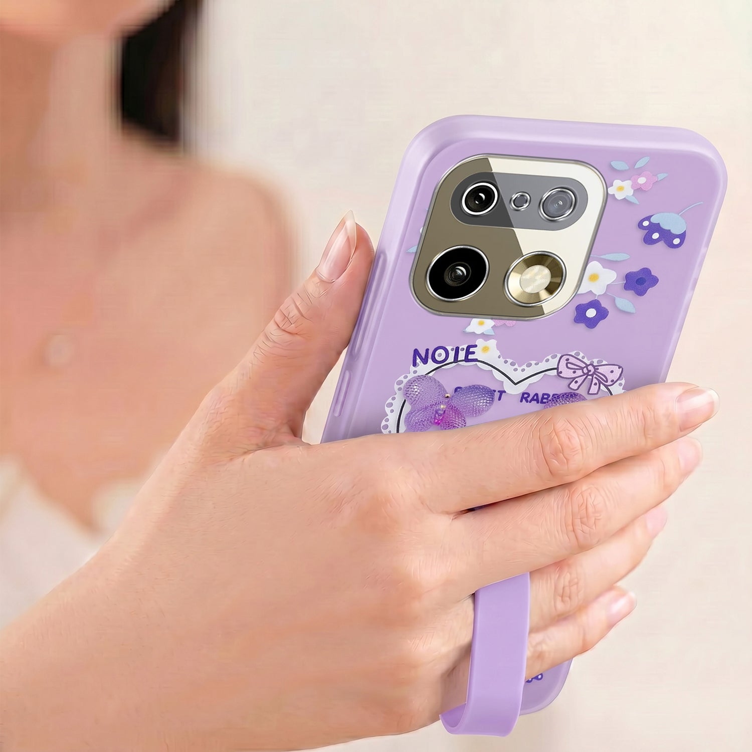 For Realme 16 Pro Plus 5G Back Cover Case (3D Cute Heart Strap Holder | Camera Protection | Designer Girls Print)