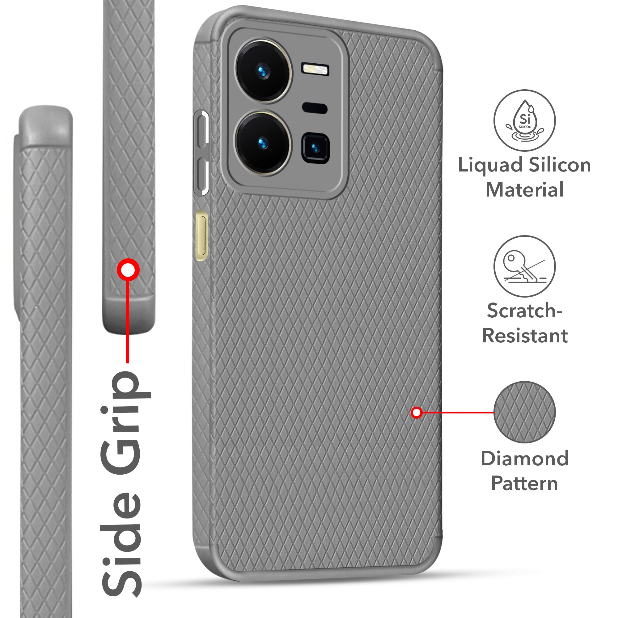 For Vivo Y35 Back Cover Case Liquid Silicone (Camera Protection | Side Grip Texture | Soft and Flexible)