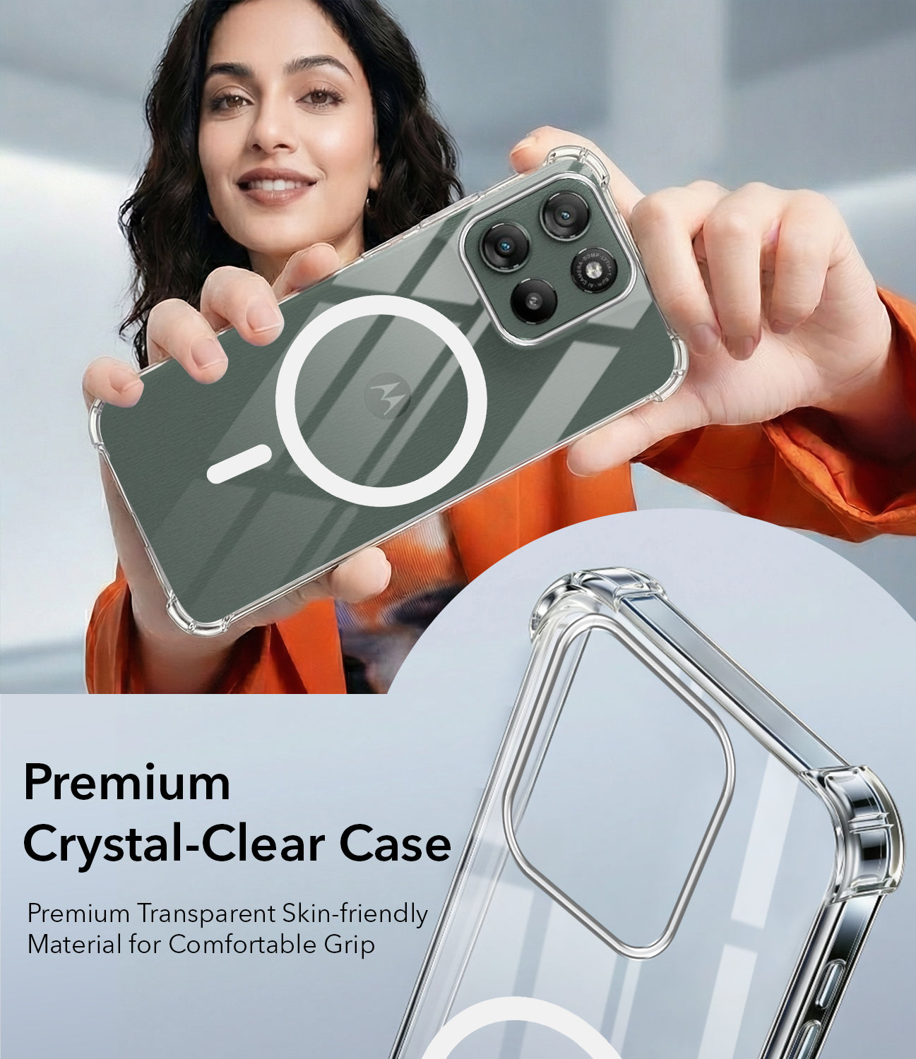 For Motorola Moto G67 Power | G57 Power Back Cover Shockproof Crystal-Clear (Magsafe Wireless Support | Drop & Camera Protection | Hard Polycarbonate)