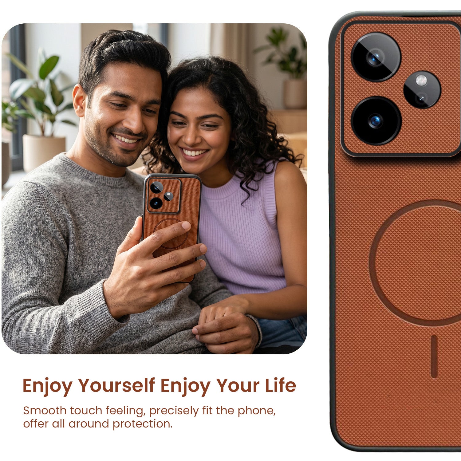 For Realme GT 7 Back Cover Case PU Leather (Texture Grip Design | Professional Minimalist | Camera Protection | Soft and Flexible)