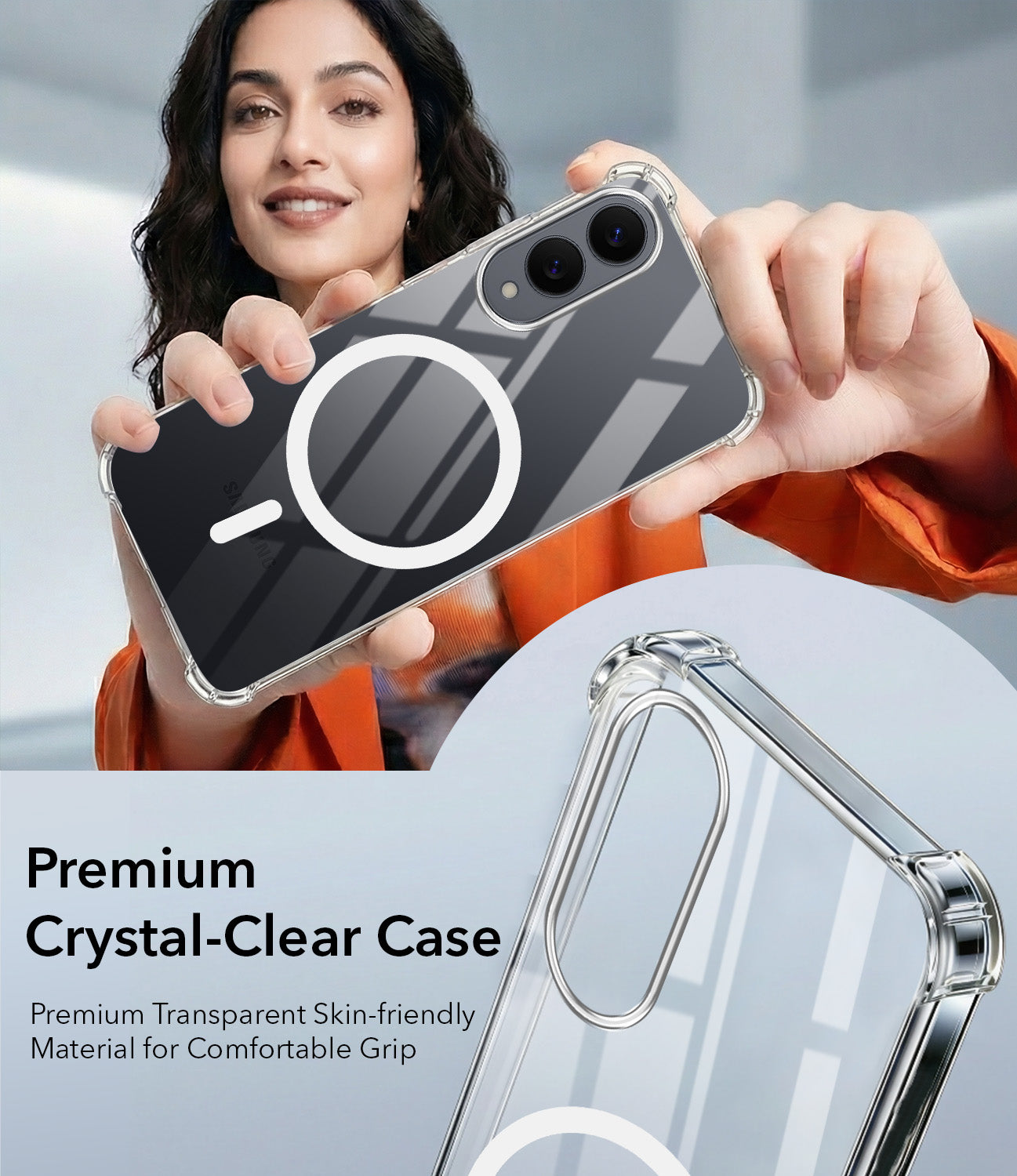 For Samsung Galaxy S25 Edge Back Cover Shockproof Crystal-Clear (Magsafe Wireless Support | Drop & Camera Protection | Hard Polycarbonate)