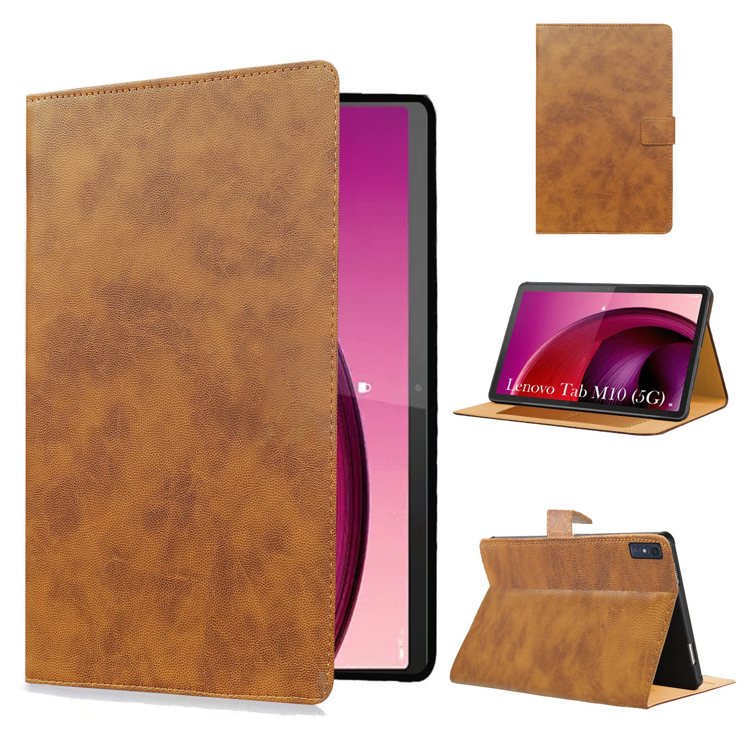 For Lenovo Tab M10 5G (X360) 10.61 Inch Flip Cover Folio Cover (PU Leather | Multi-Angle Smart Stand | Card Storage Slots | Silicone Back Pouch)