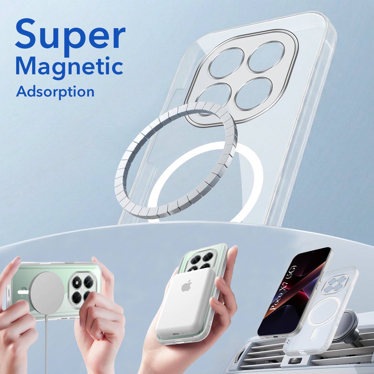 For Xiaomi Poco X7 Back Cover Case Lifetime Anti-Yellow MagSafe Compatible Clear (Sleek Hard Crystal | Shockproof and Camera Protection)