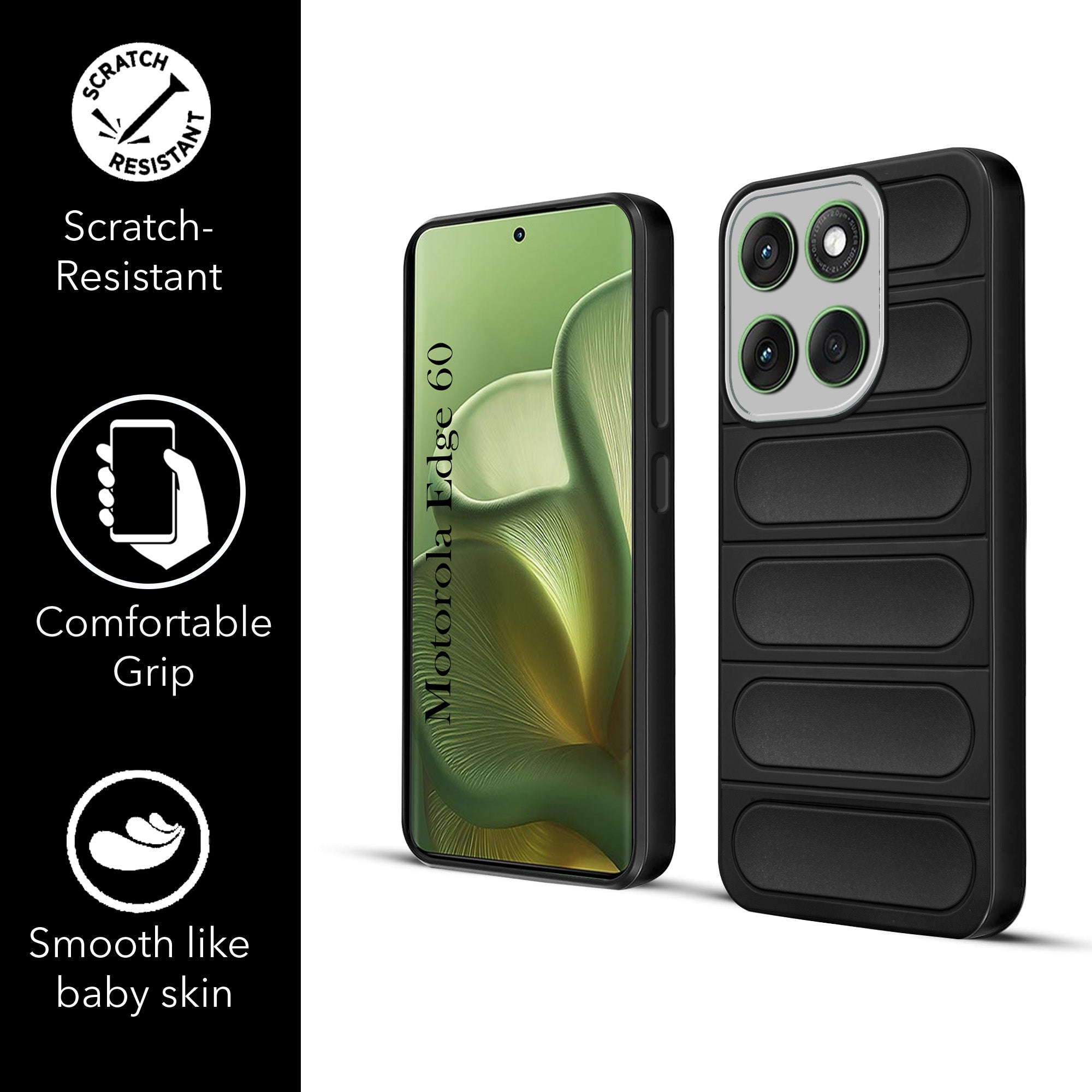 For Motorola Moto Edge 60 Back Case Cover (Matte Liquid Silicone| Professional Wave Design | Camera Protection Ring | Shockproof Anti Slip Grip)