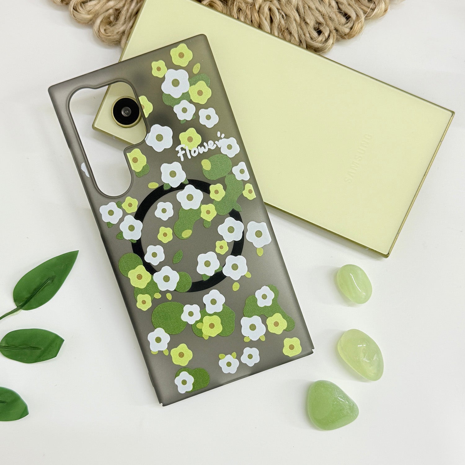 For Samsung Galaxy S23 Ultra Back Cover Case (Cute Floral Design | Flower Print for Girls | MagSafe Compatible Wireless Charging)