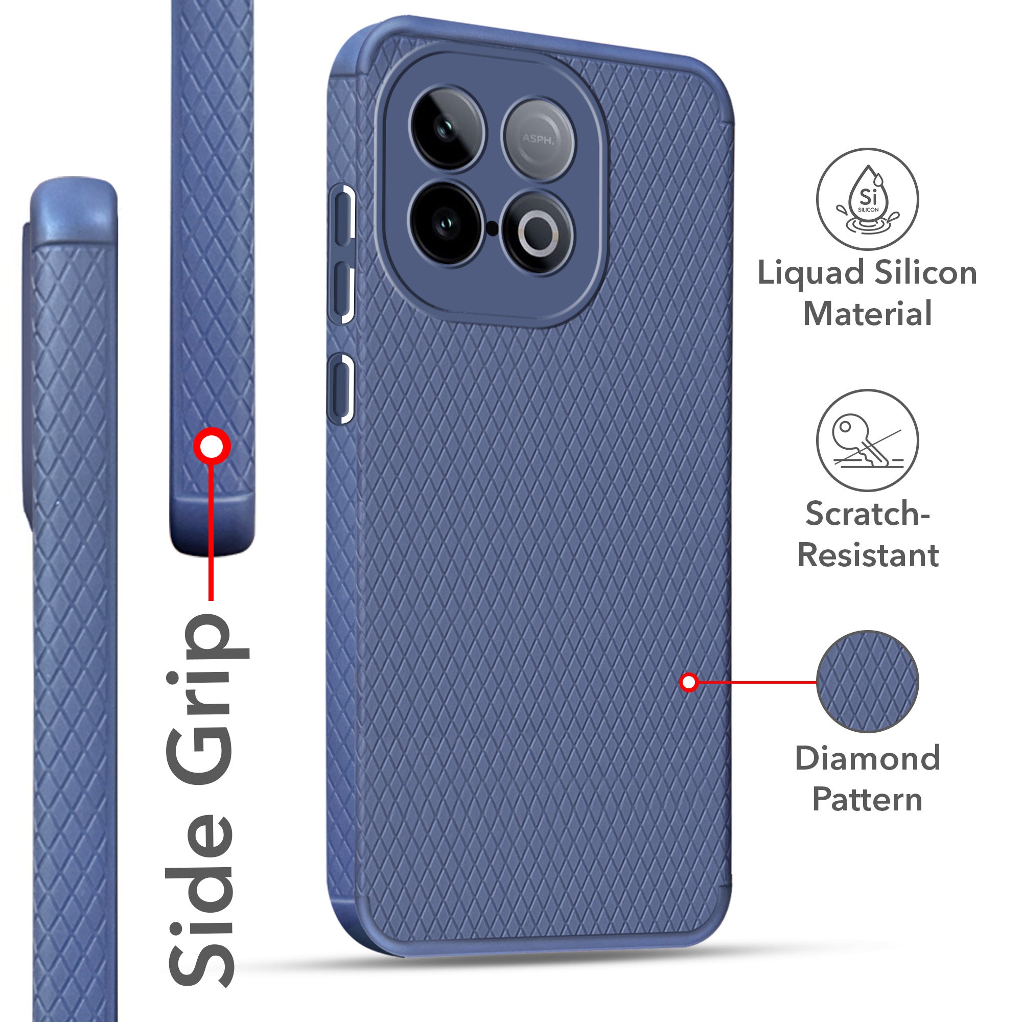 For Vivo iQOO Neo 10 Liquid Silicone Back Cover Case (Camera Protection | Side Grip Texture | Soft and Flexible)