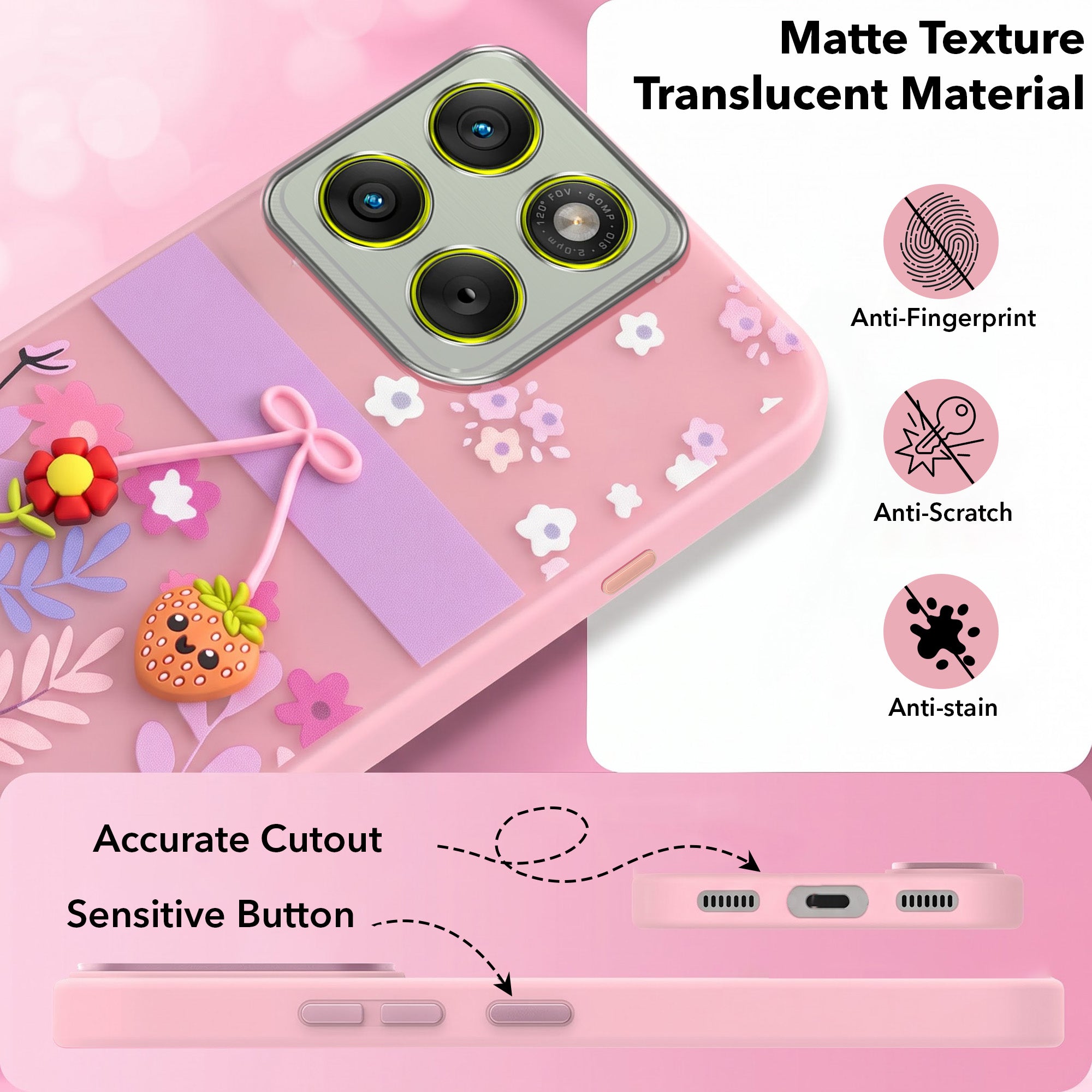 For Motorola Moto Edge 70 Back Cover Case (3D Cute Cartoons | Hard Back Side Soft | Matte Premium Finish | HD Printing)