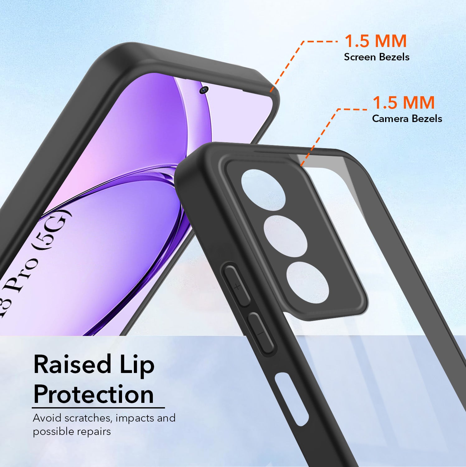 For Oppo A3 Pro 5G Combo with Back Cover and 9H Tempered Glass (Lifetime Anti-Yellow | Crystal Clear Shockproof | Oleophobic Coating Screen Glass)