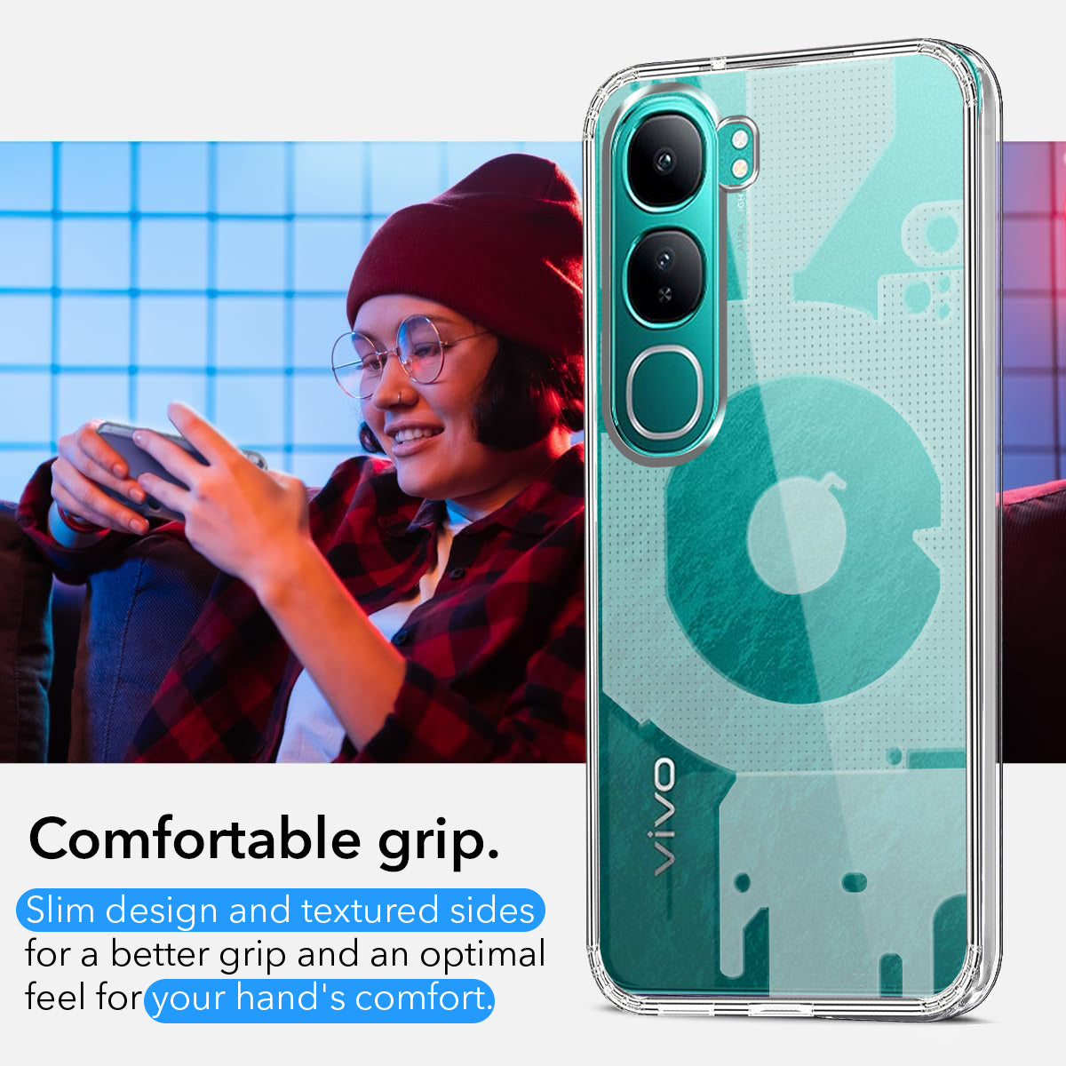 For Vivo Y300 Back Cover (Silicone Matte Shockproof Case with Camera Protection | Soft and Flexible | Transparent)