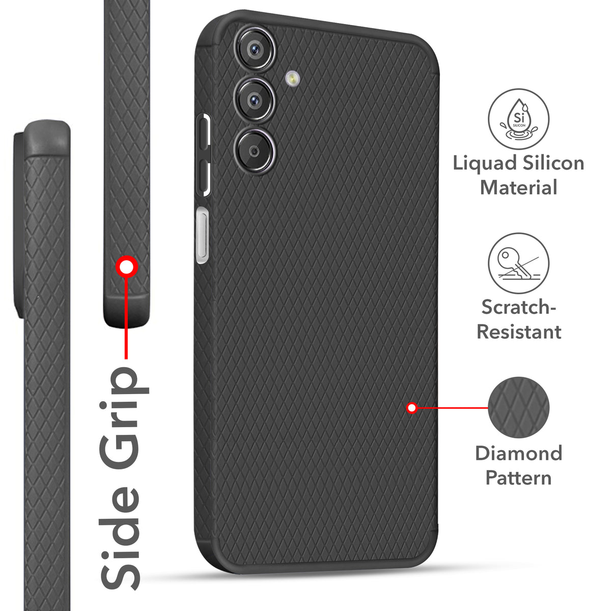 For Samsung Galaxy F15 5G Back Cover Case (Liquid Silicone | Side Grip | Camera Protection)