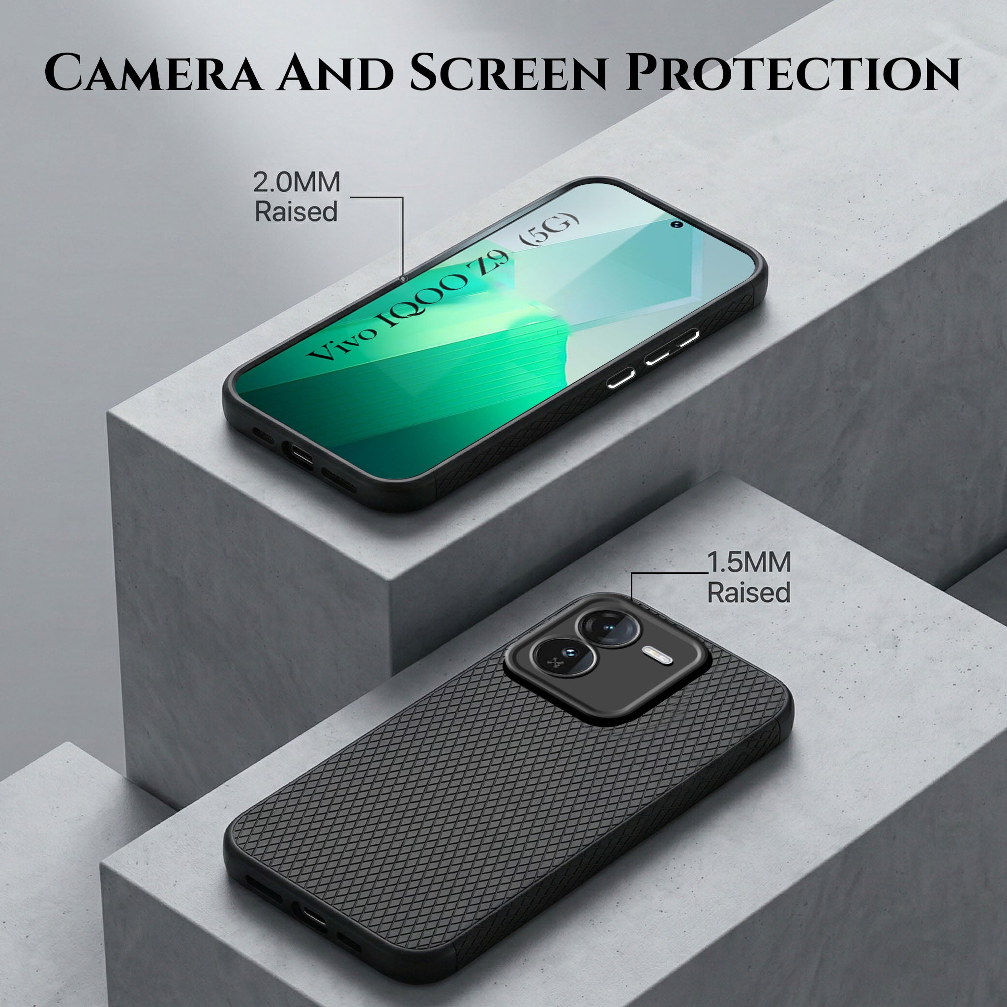 For Vivo IQOO Z9 5G Combo with Back Cover and 9H Tempered Glass (Liquid Silicone | Camera Protection | Oleophobic Coating Screen Glass)