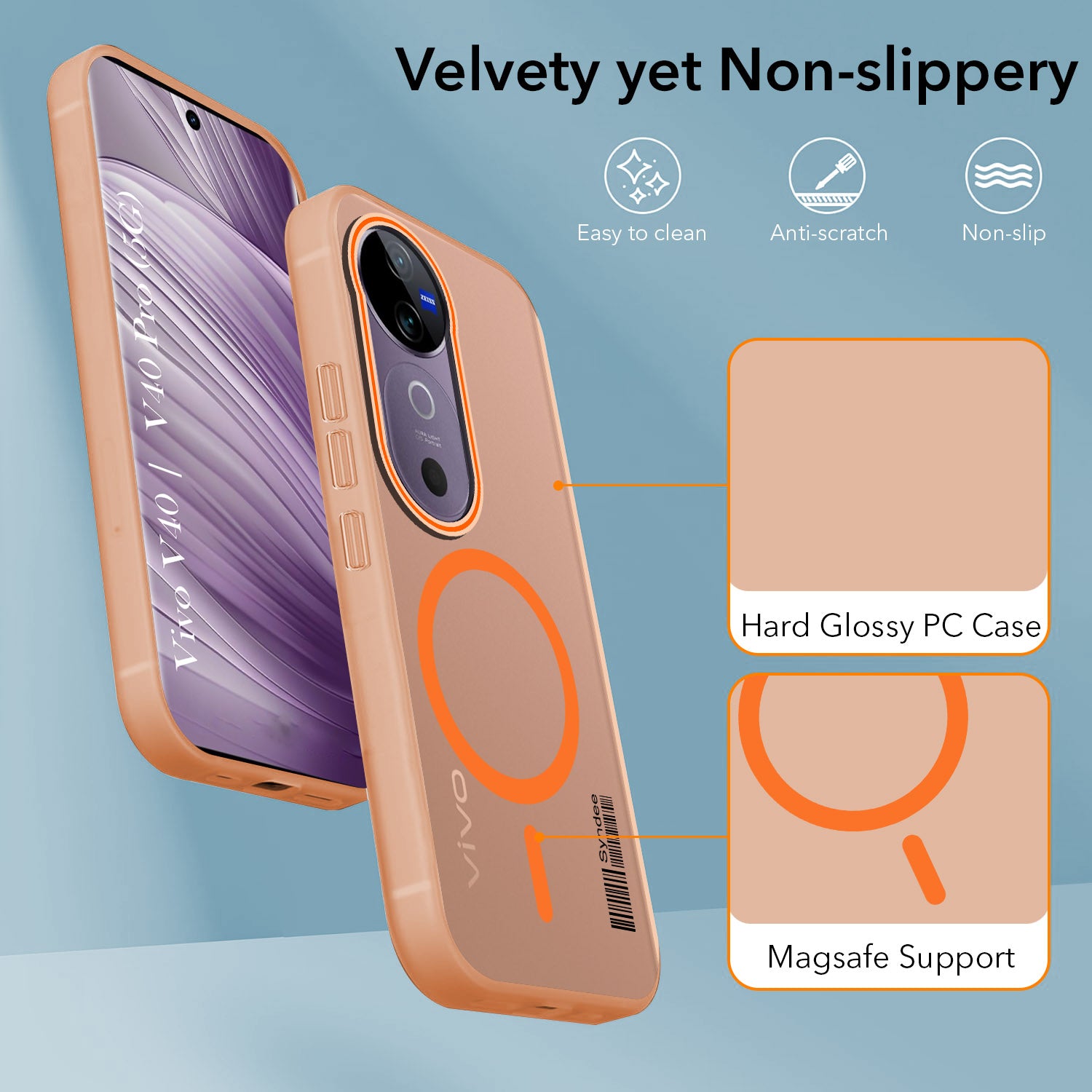 For Vivo V40 | Vivo V40 Pro 5G Back Cover Case (Soft Touch | Camera Bump Protection | MagSafe Compatible | Matte Finish)