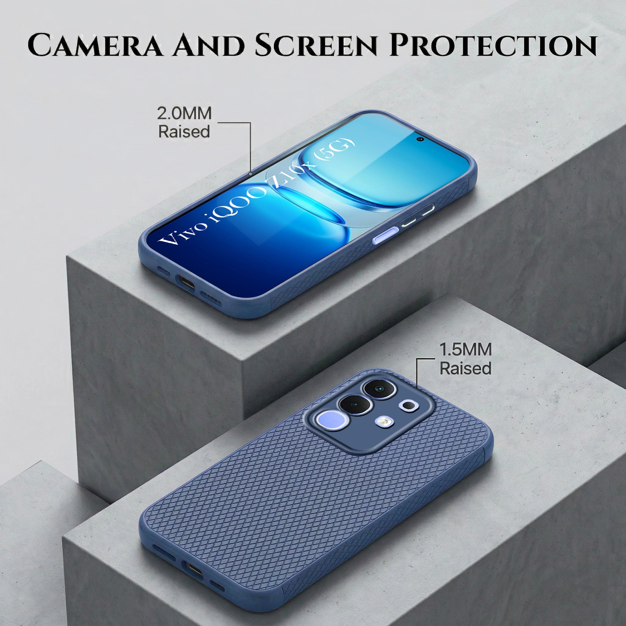 For Vivo iQOO Z10x Combo with Back Cover and 9H Tempered Glass (Liquid Silicone | Camera Protection | Oleophobic Coating Screen Glass)
