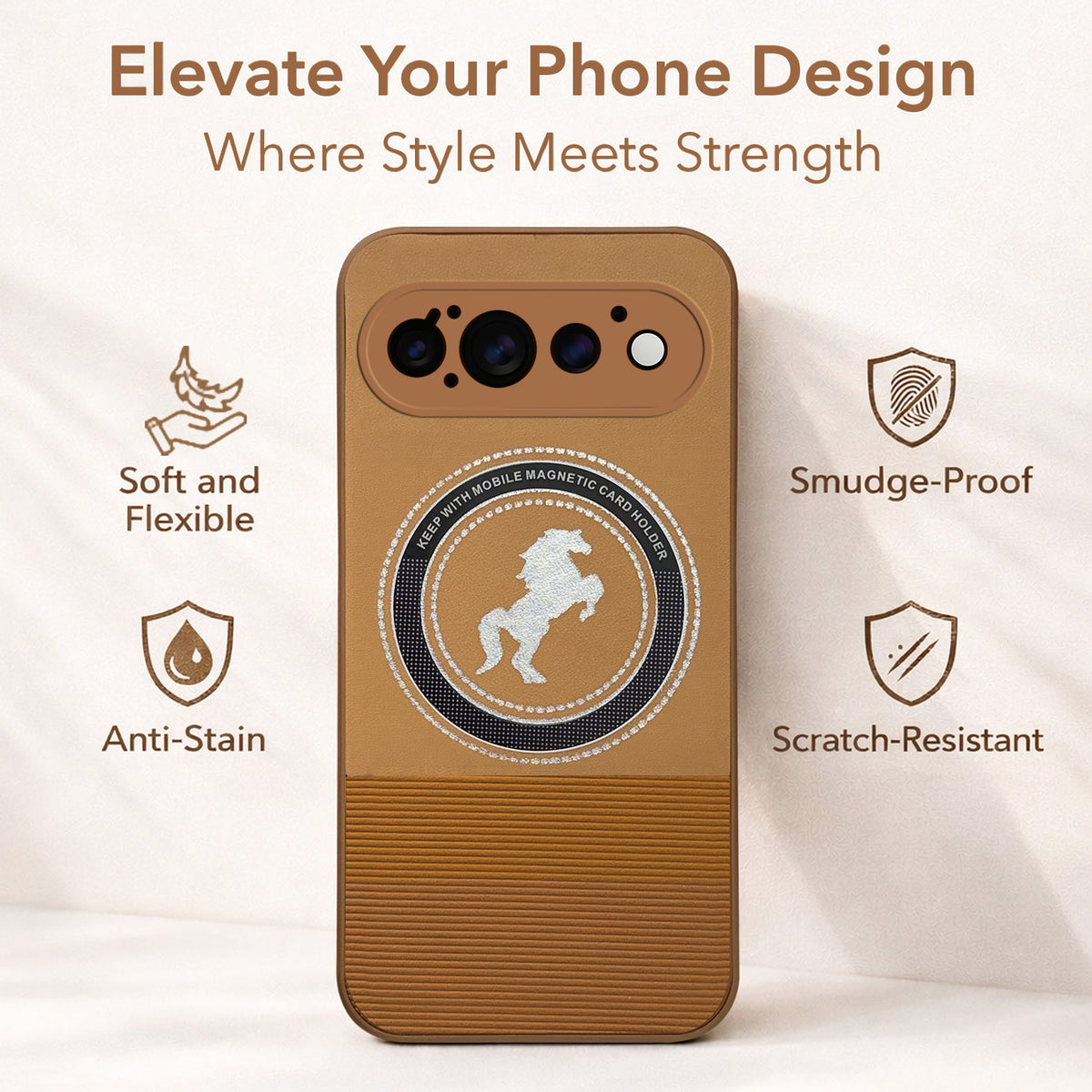For Google Pixel 11 Pro Back Cover Case PU Leather Finish (Professional Minimalist Texture | MagSafe Compatile | Camera Protection | Sleek Sober Formal)
