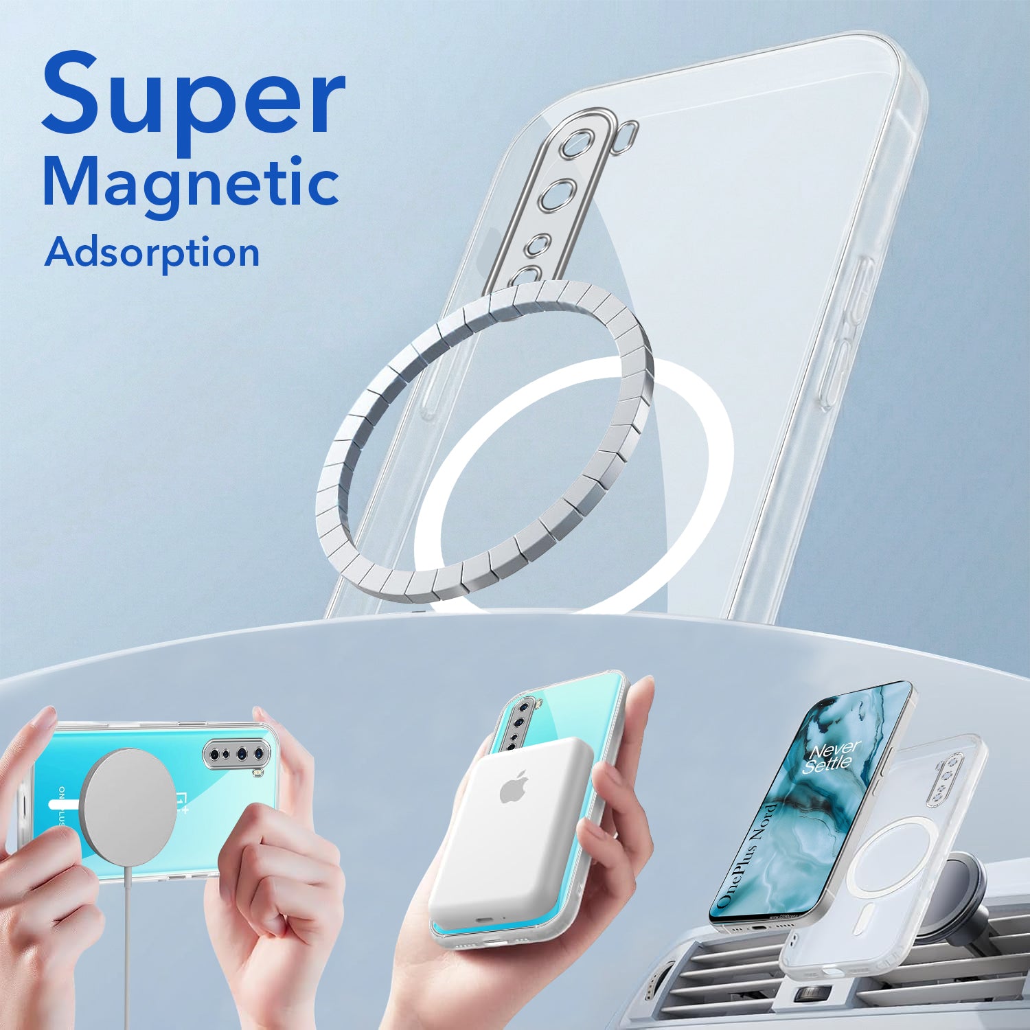 For Oneplus Nord 5G Back Cover Case Lifetime Anti-Yellow MagSafe Compatible Clear (Sleek Hard Crystal | Shockproof and Camera Protection)