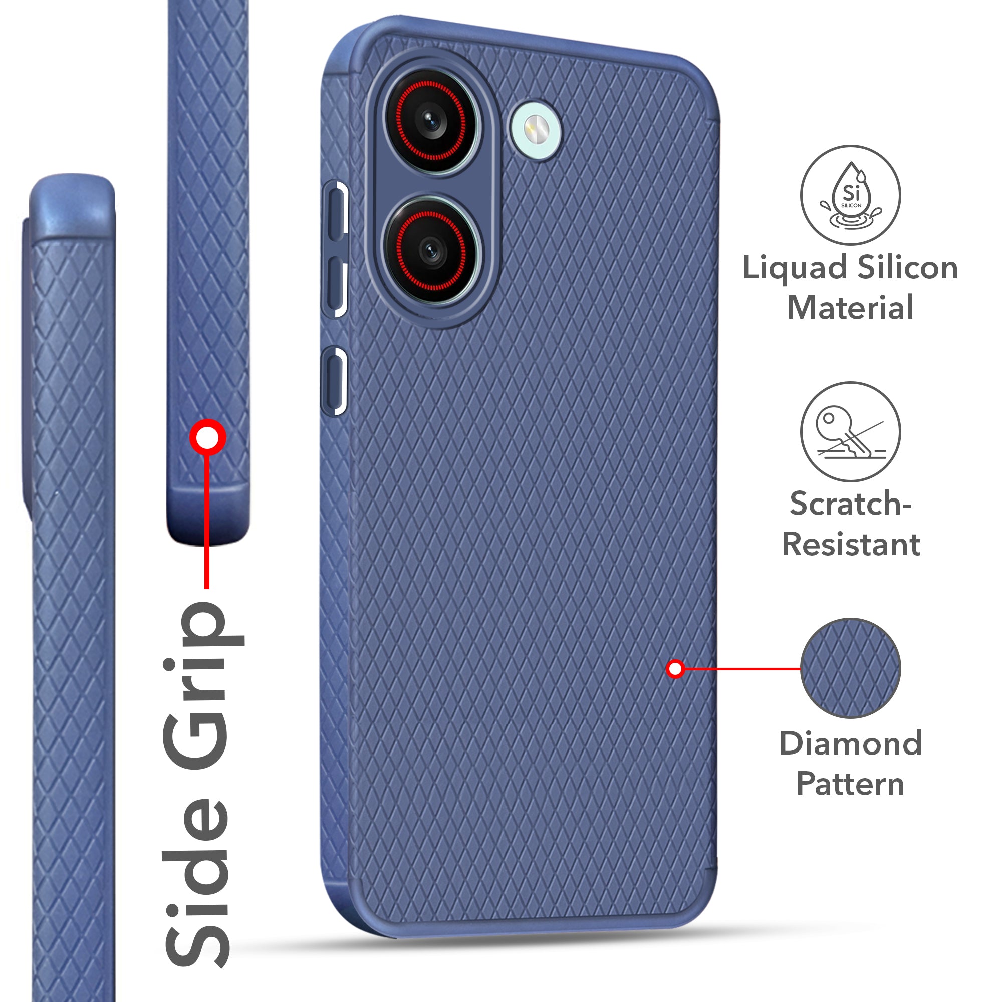 For Redmi Turbo 5 Back Cover Case Liquid Silicone (Camera Protection | Side Grip Texture | Soft and Flexible)