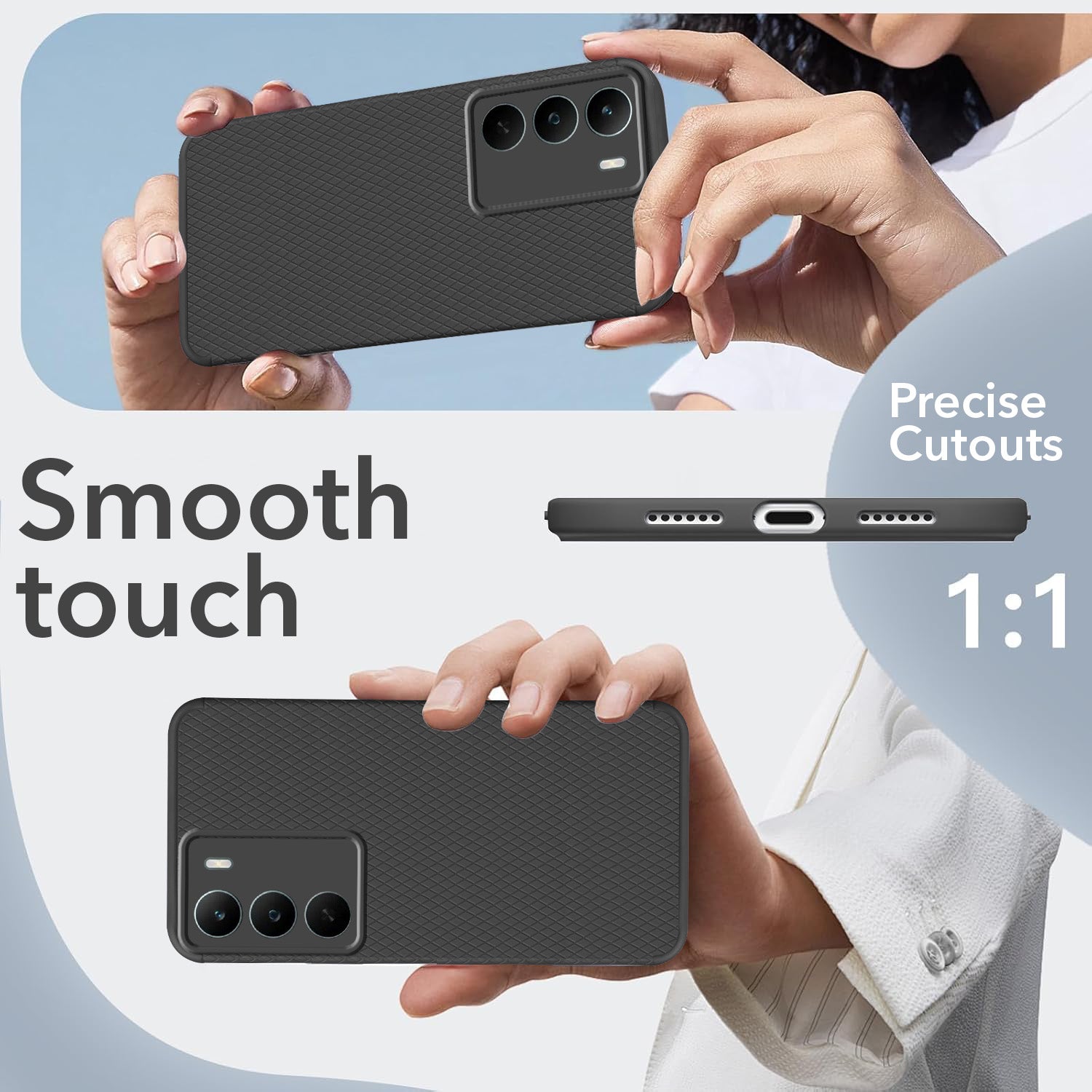 For Realme P3 Lite Back Cover Case (Camera Protection | Side Grip Texture | Soft and Flexible)