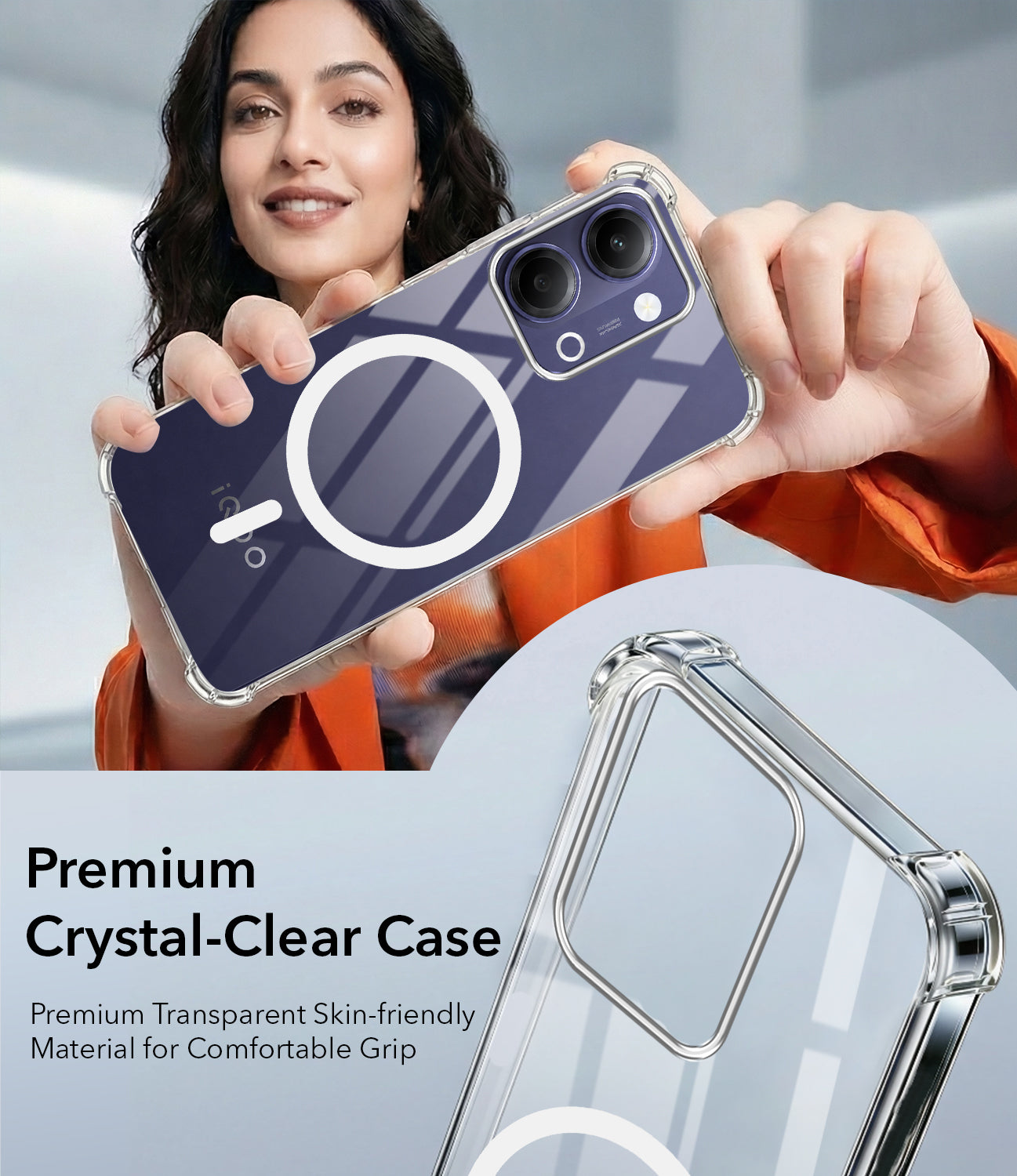 For Vivo iQOO Z11 Lite Back Cover Shockproof Crystal-Clear (Magsafe Wireless Support | Drop & Camera Protection | Hard Polycarbonate)