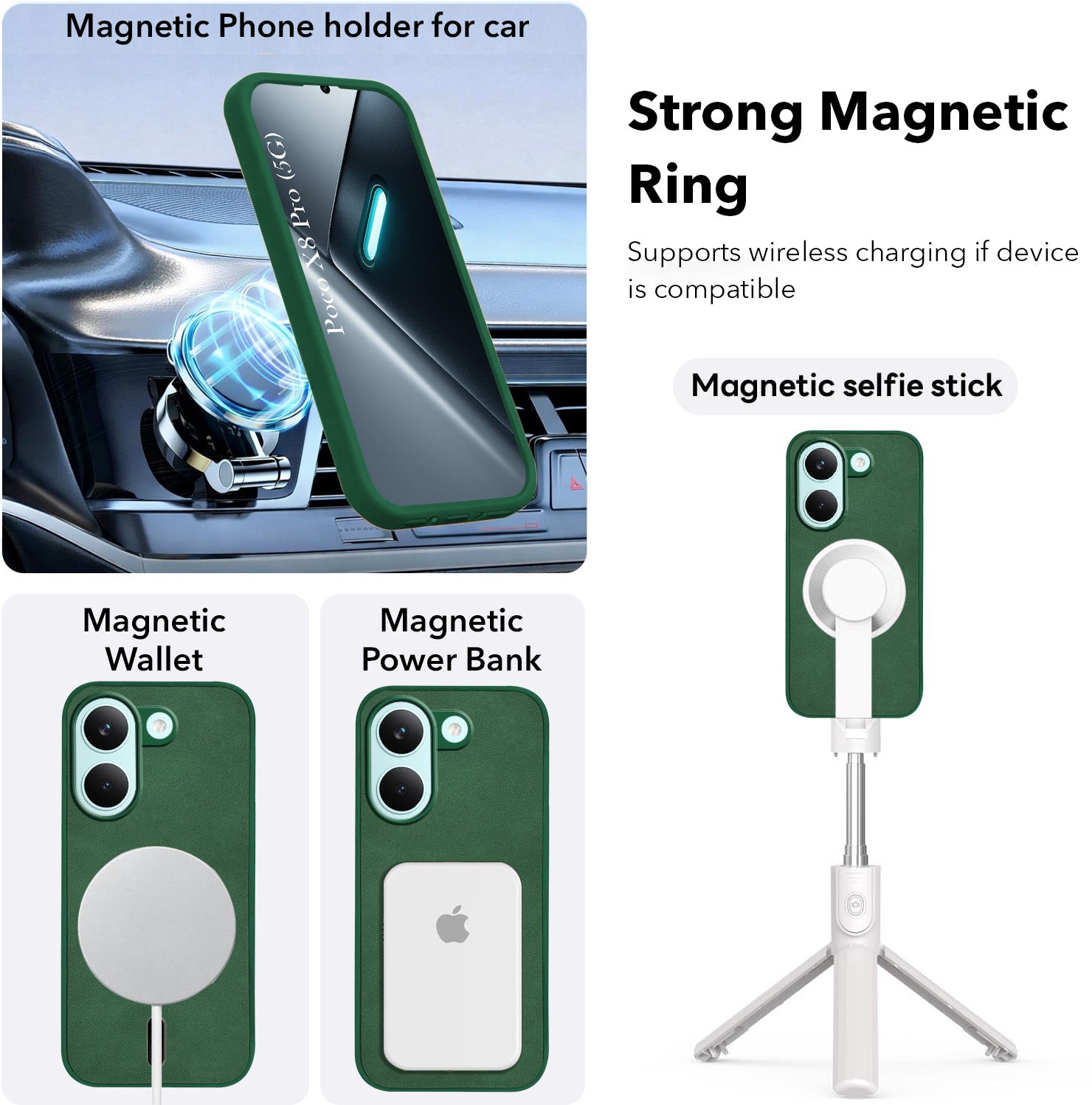 For Poco X8 Pro Back Cover Case Leather Finish (MagSafe Compatible Wireless Charging | Soft Touch | Camera Bump Protection)