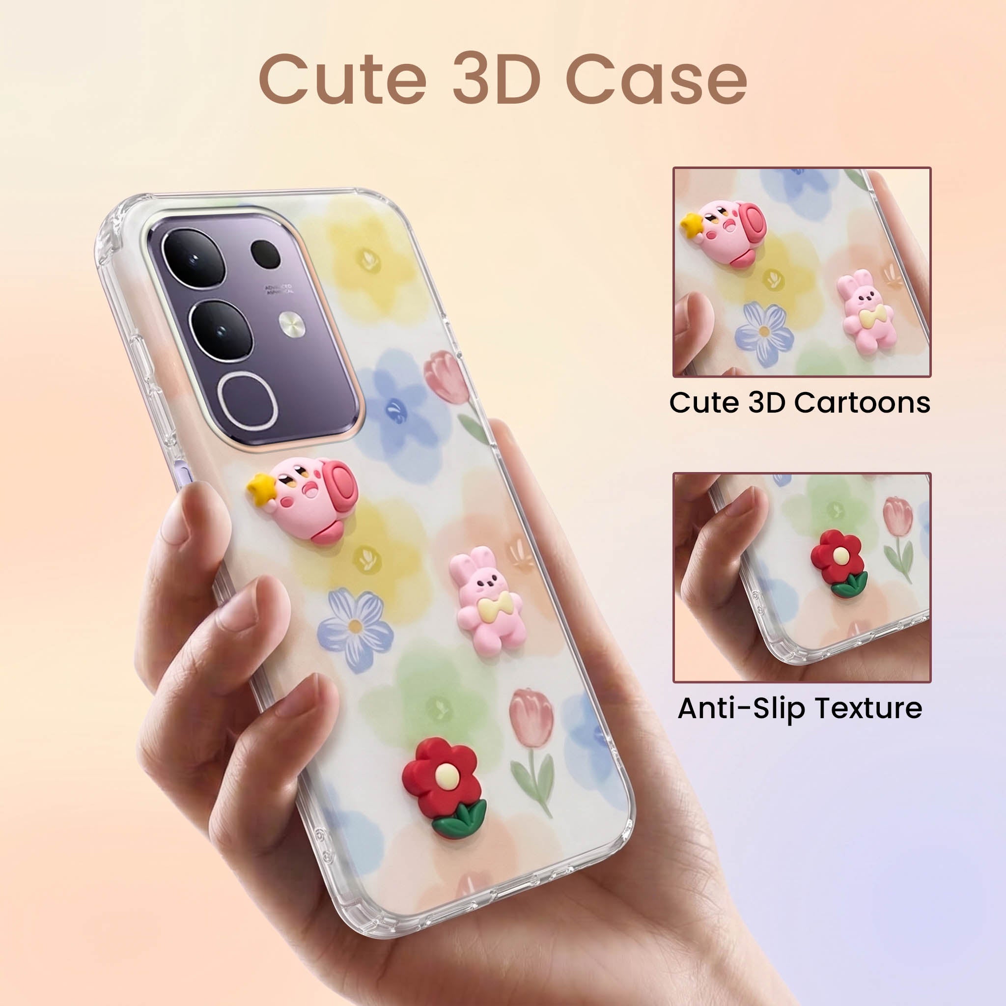 For Vivo T4x | Vivo Y31 Pro Back Cover Case (3D Cute Cartoons | Hard Back Side Soft | Matte Premium Finish | HD Printing)