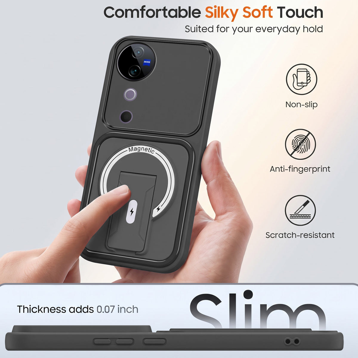 For Vivo V40 | Vivo V40 Pro 5G Back Case Cover Metallic (Hybrid Armor Kickstand | MagSafe Compatible | Camera Protection Shockproof)