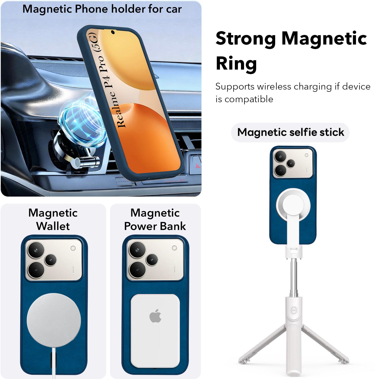 For Realme P4 Pro Back Cover Case Leather Finish (MagSafe Compatible Wireless Charging | Soft Touch | Camera Bump Protection)