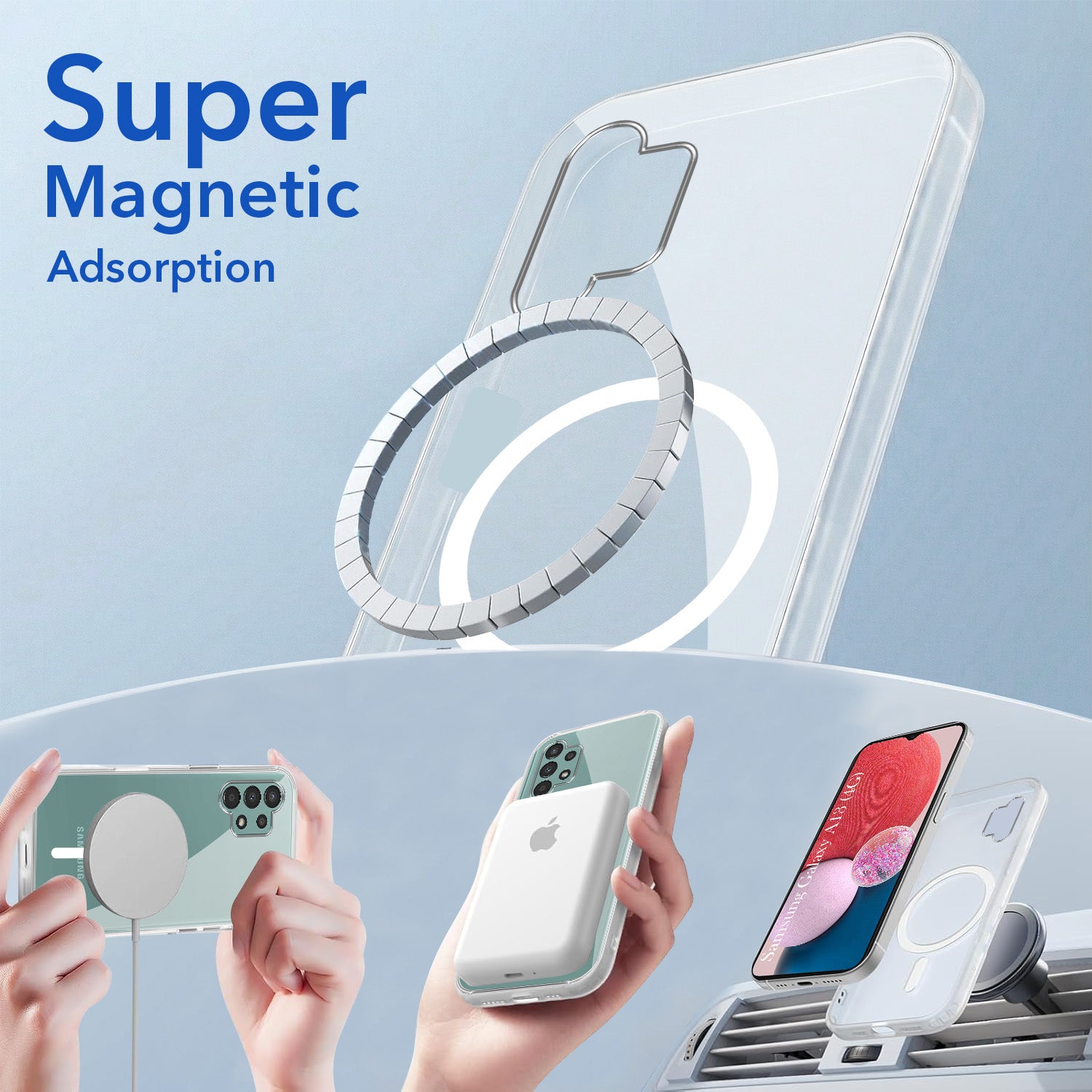 For Samsung Galaxy A13 4G Back Cover Case Lifetime Anti-Yellow MagSafe Compatible Clear (Sleek Hard Crystal | Shockproof and Camera Protection)