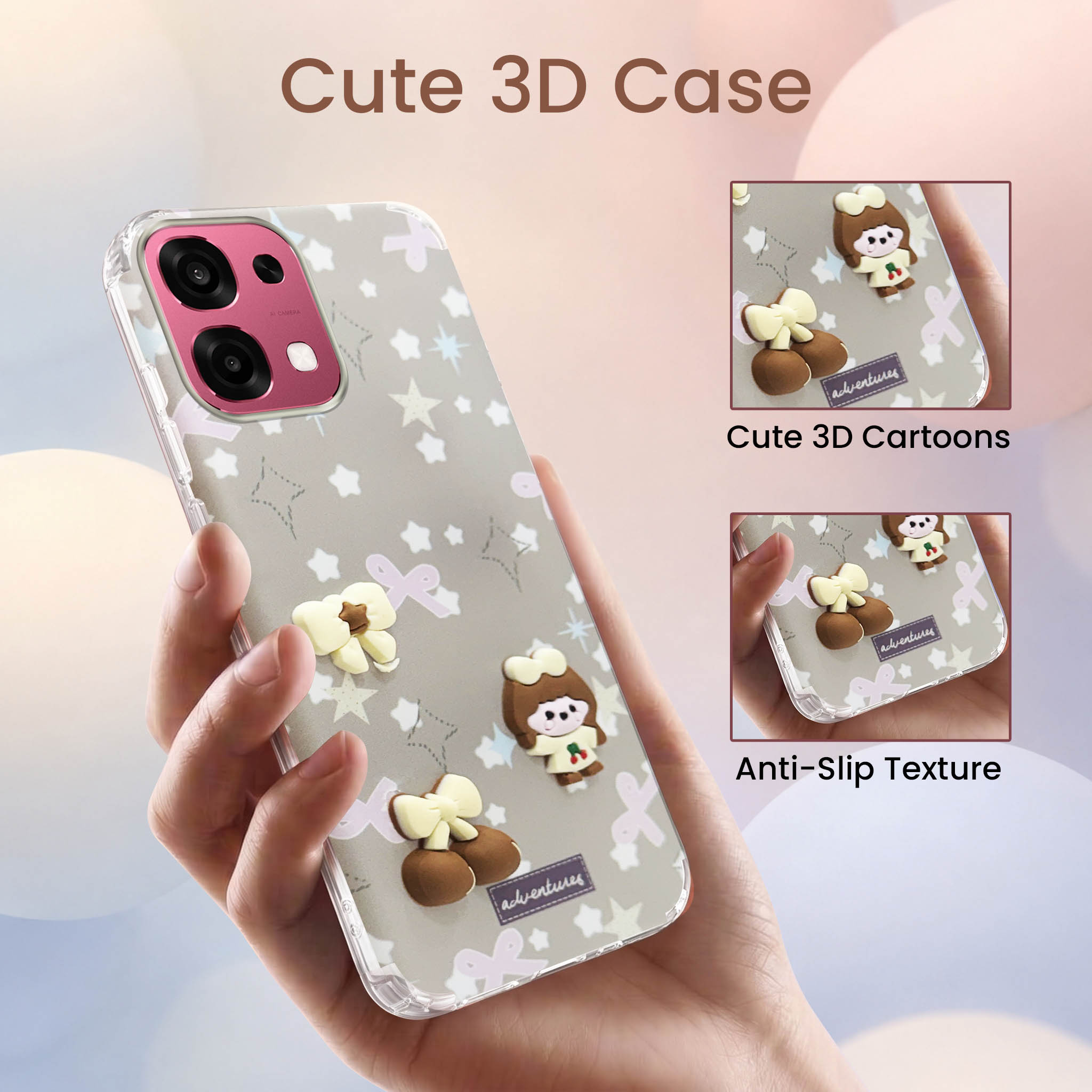 For Oppo F31 5G | Oppo F33 5G Back Cover Case (3D Cute Cartoons | Hard Back Side Soft | Matte Premium Finish | HD Printing)