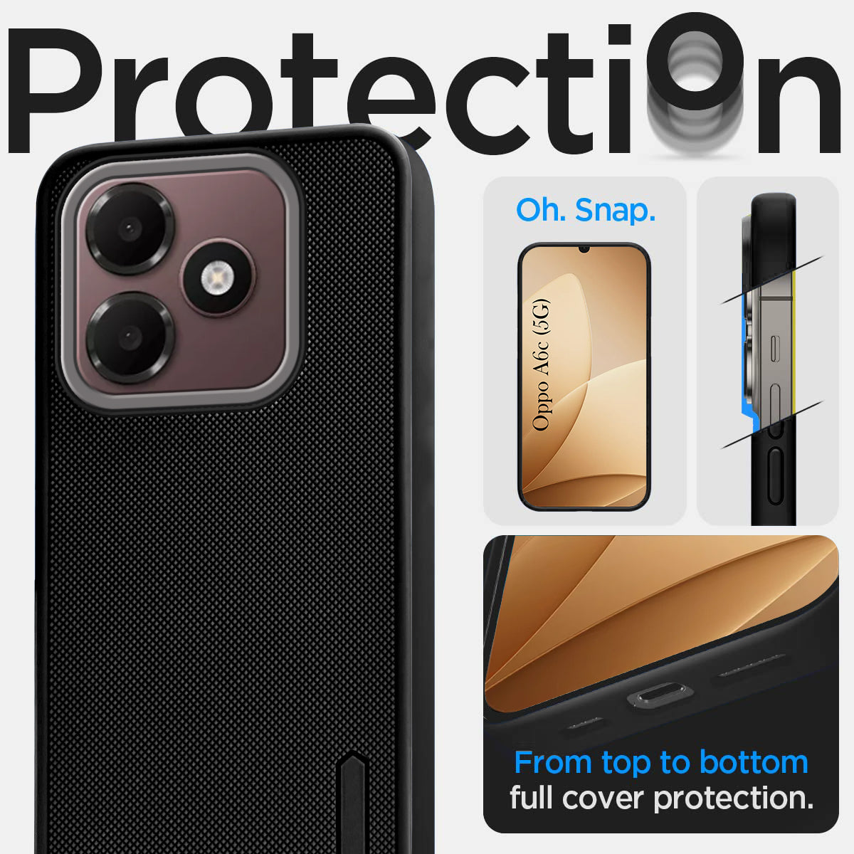 For Oppo A6c 4G Back Cover Case Rubberised (Textured Grip Design | Micro-Fiber Cloth Inside | Slim and Light Weight | Soft Touch and Feel)