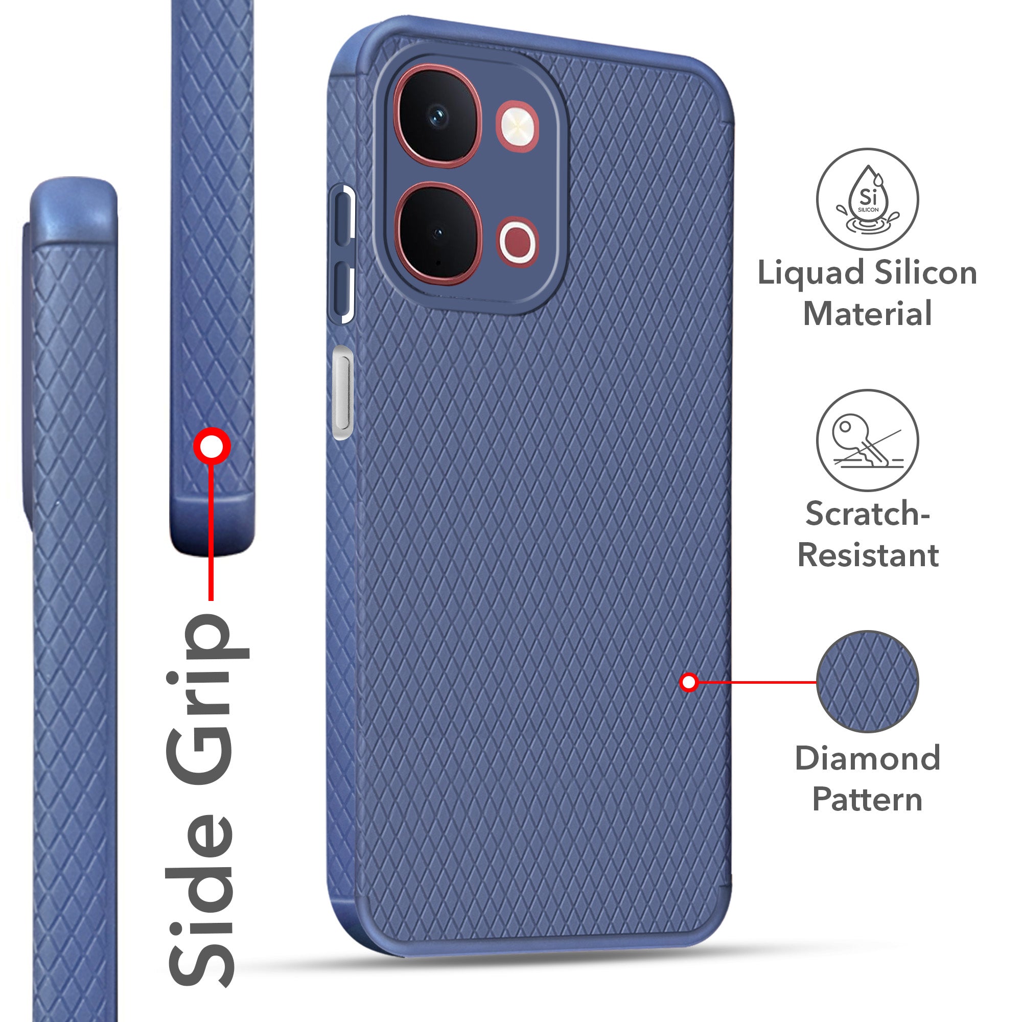 For Vivo Y31T 5G Back Cover Case Liquid Silicone (Camera Protection | Side Grip Texture | Soft and Flexible)