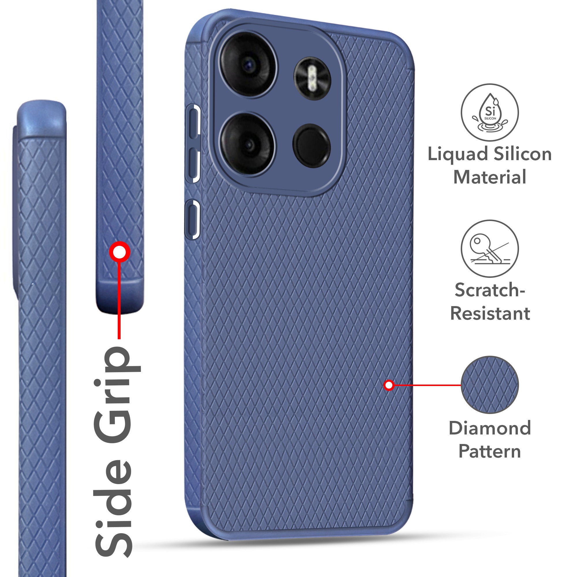 For Tecno Spark Go 2023 Back Cover Case (Liquid Silicone | Side Grip | Camera Protection)