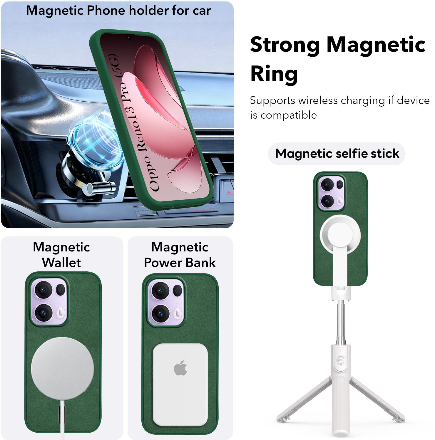 For Oppo Reno13 Pro | Oppo Reno 13 Pro Back Cover Case Leather Finish (MagSafe Compatible Wireless Charging | Soft Touch | Camera Bump Protection)